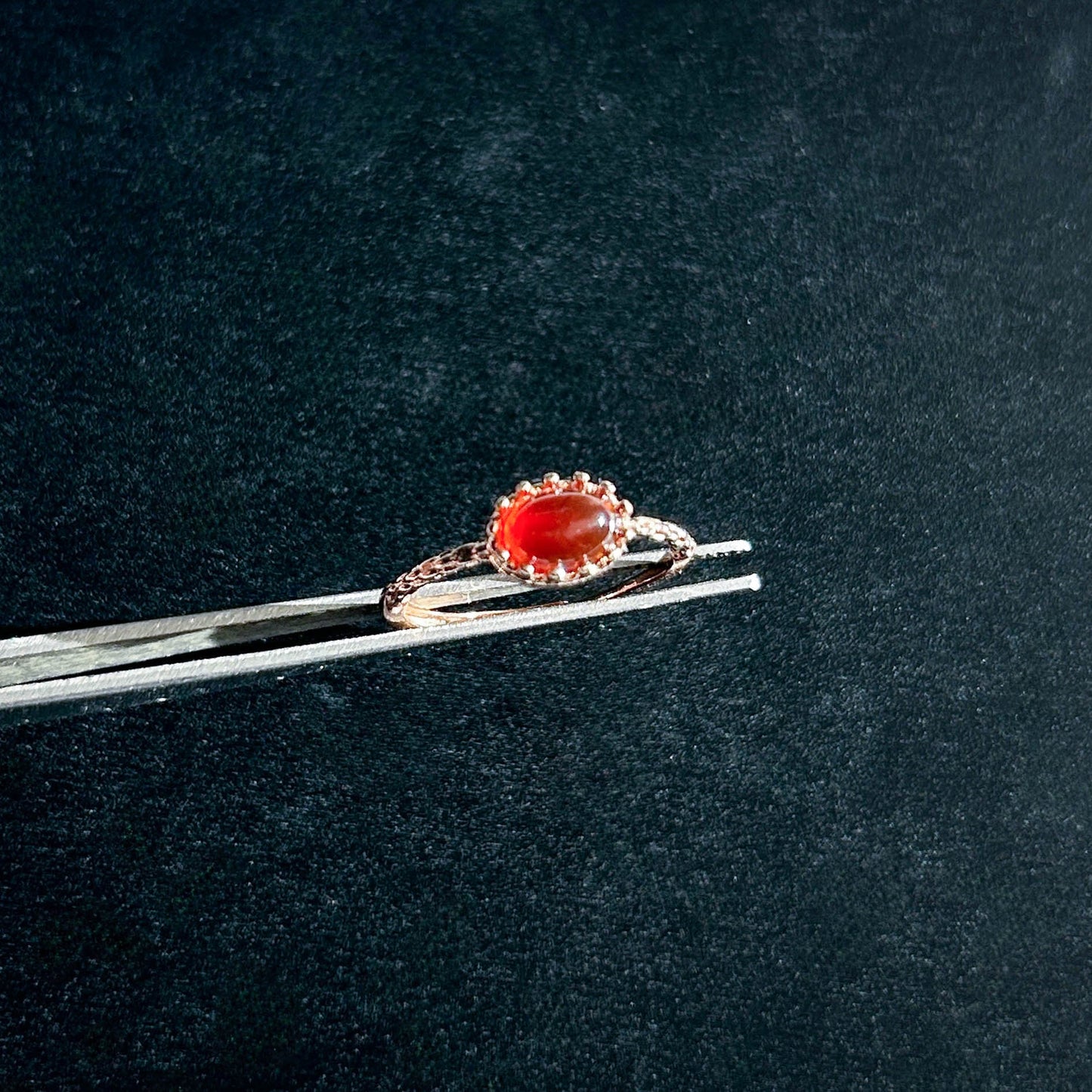 Red Agate Adjustable Rose Gold Ring
