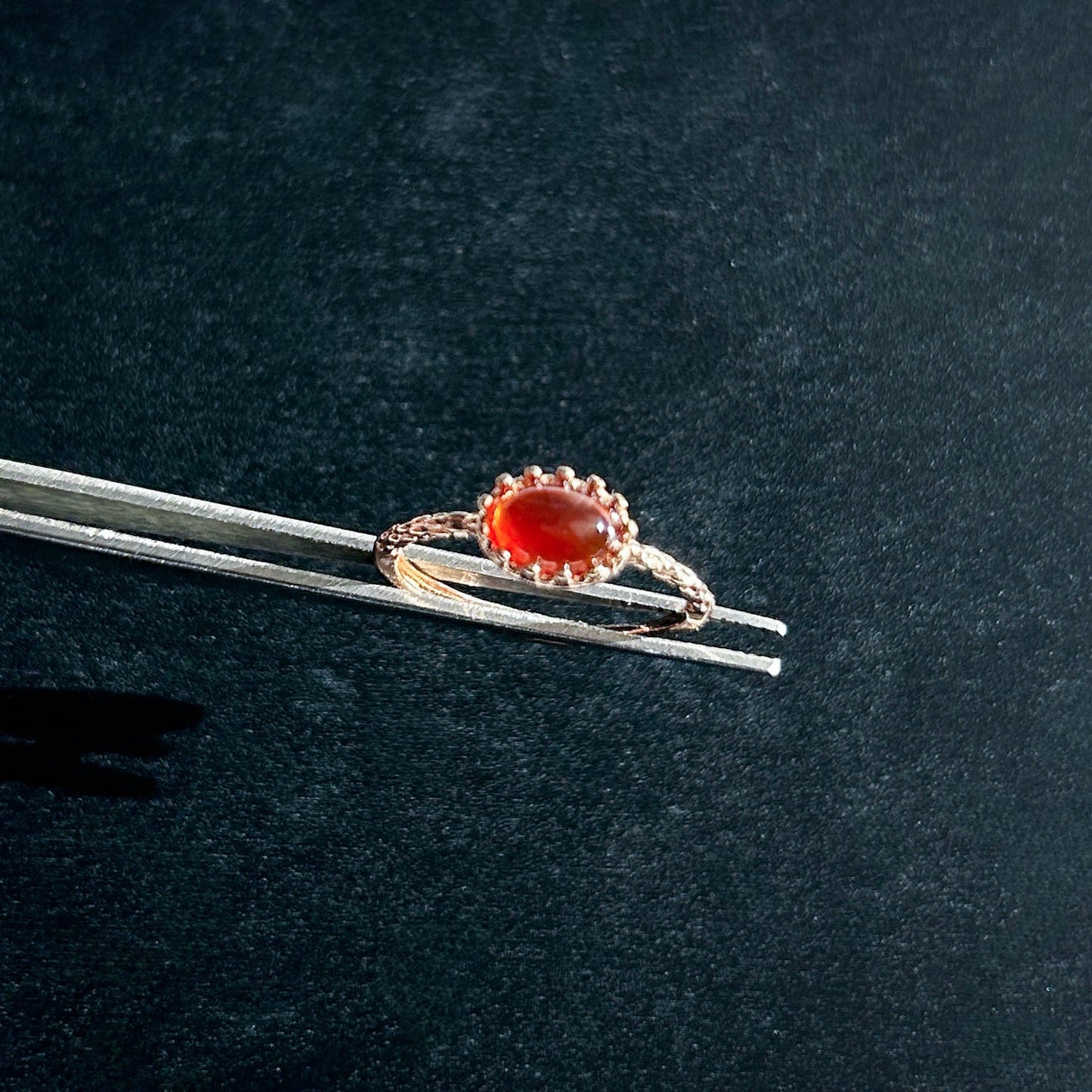 Red Agate Adjustable Rose Gold Ring