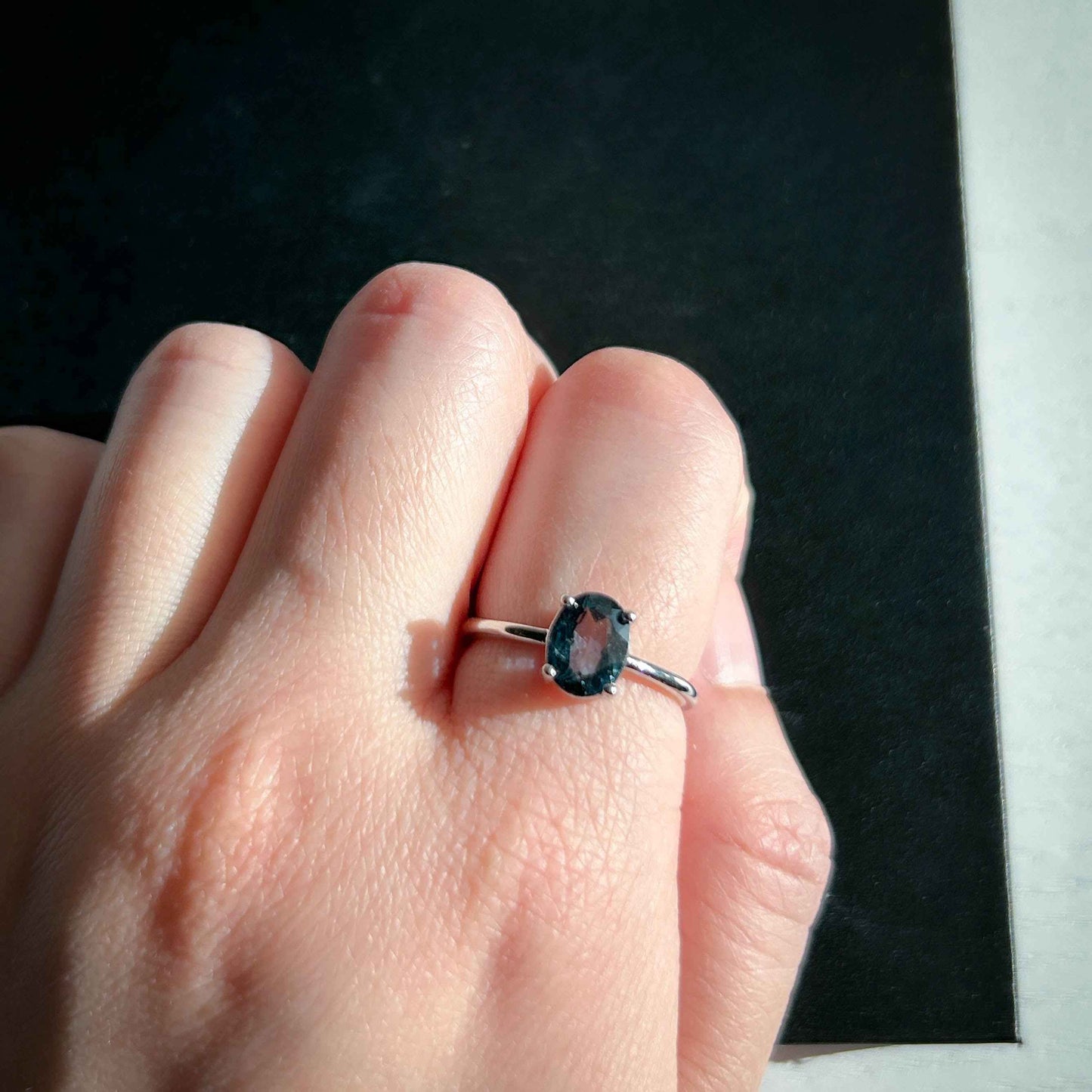 Topaz London Blue Adjustable Silver Ring