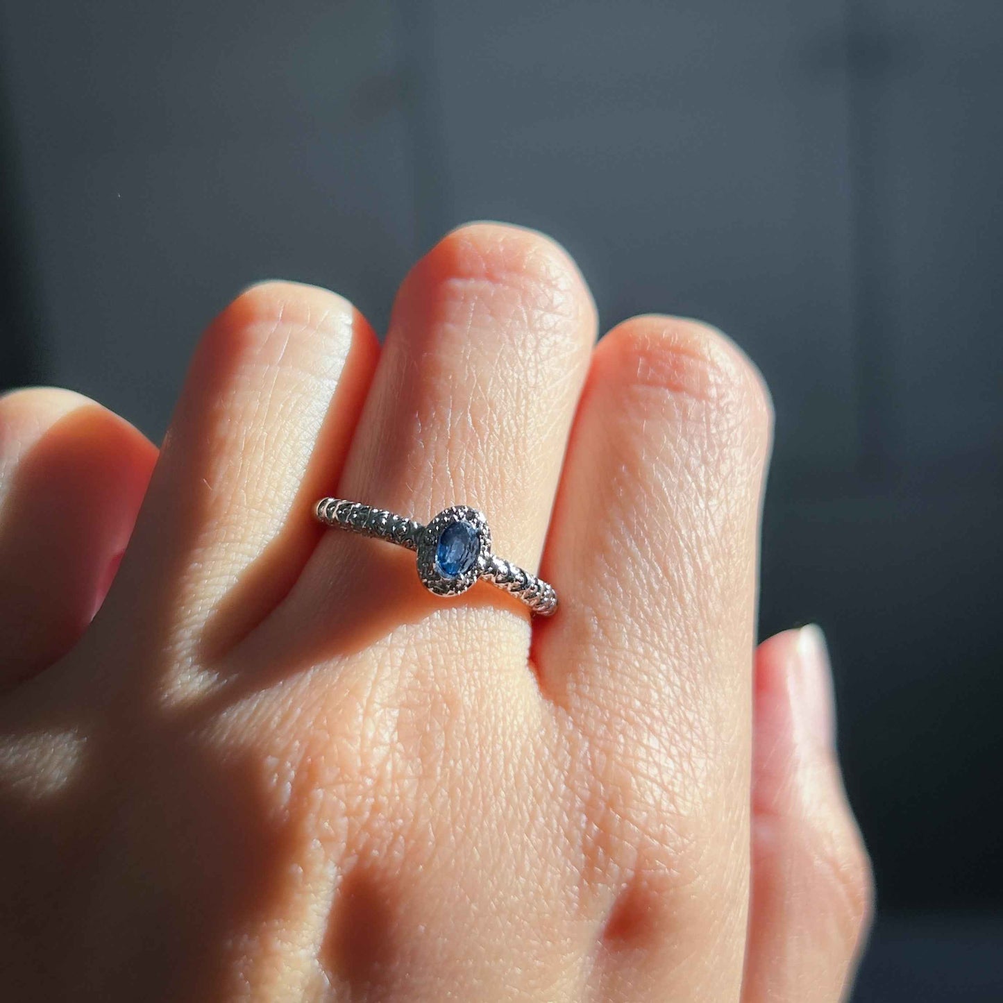 Rare Oval Sapphire Adjustable Silver Ring