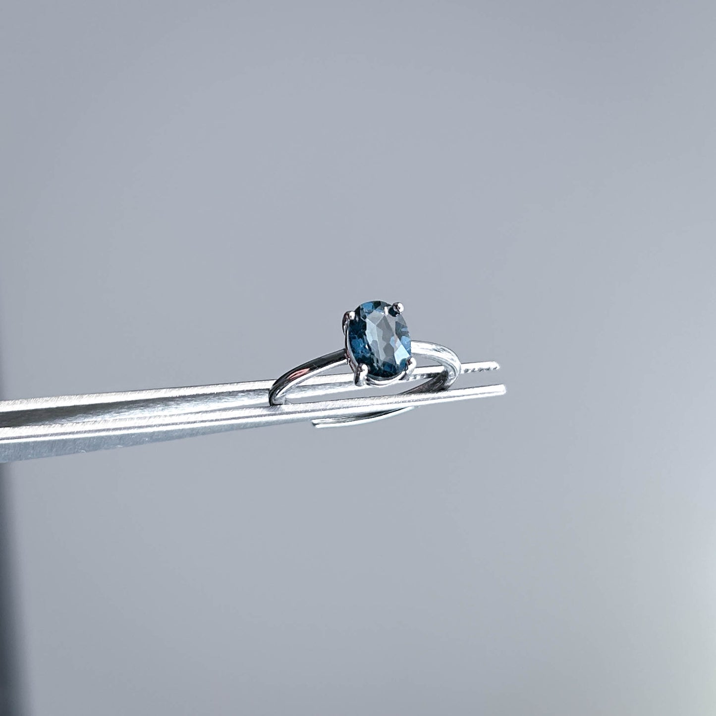 Topaz London Blue Adjustable Silver Ring