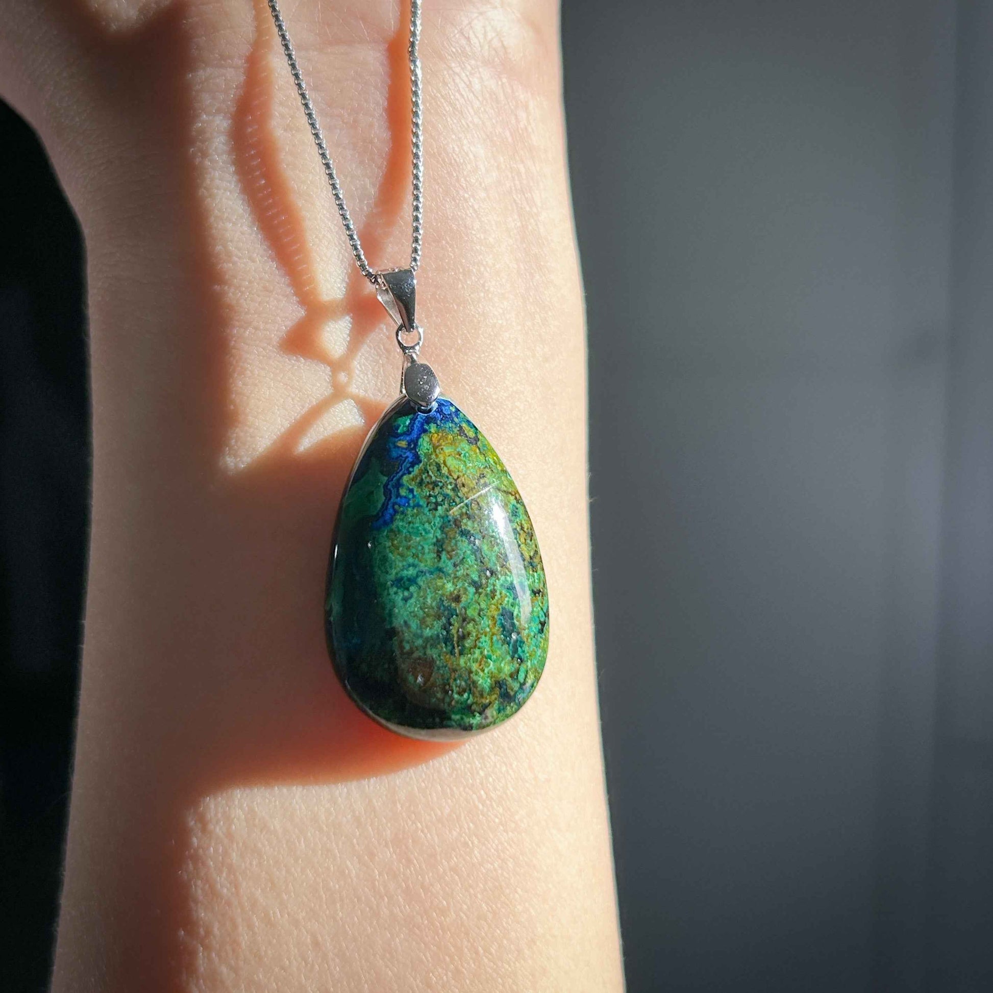 Rare Azurite 925 Sterling Silver Pendant (chain excluded)