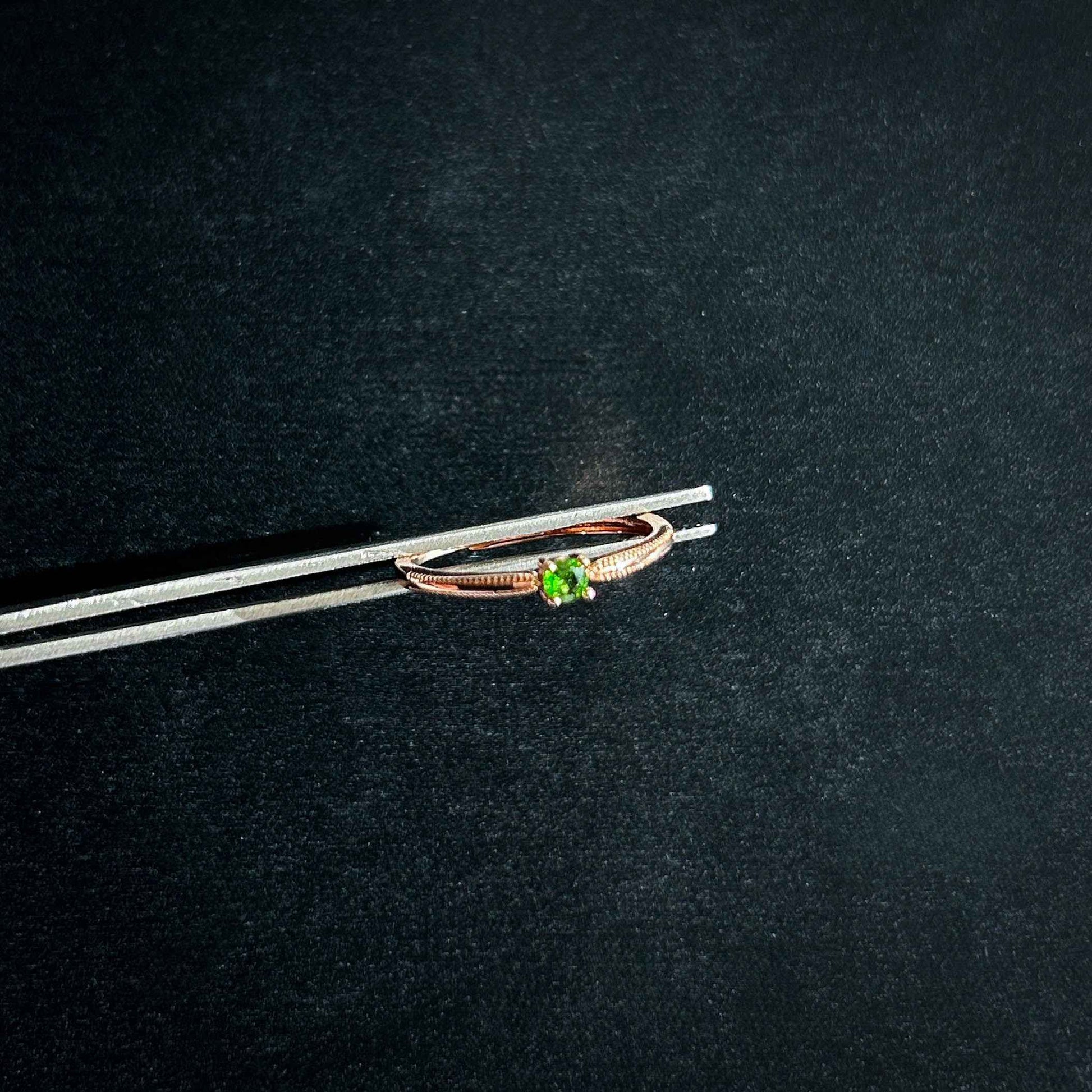 High Quality Diopside Adjustable Rose Gold Ring