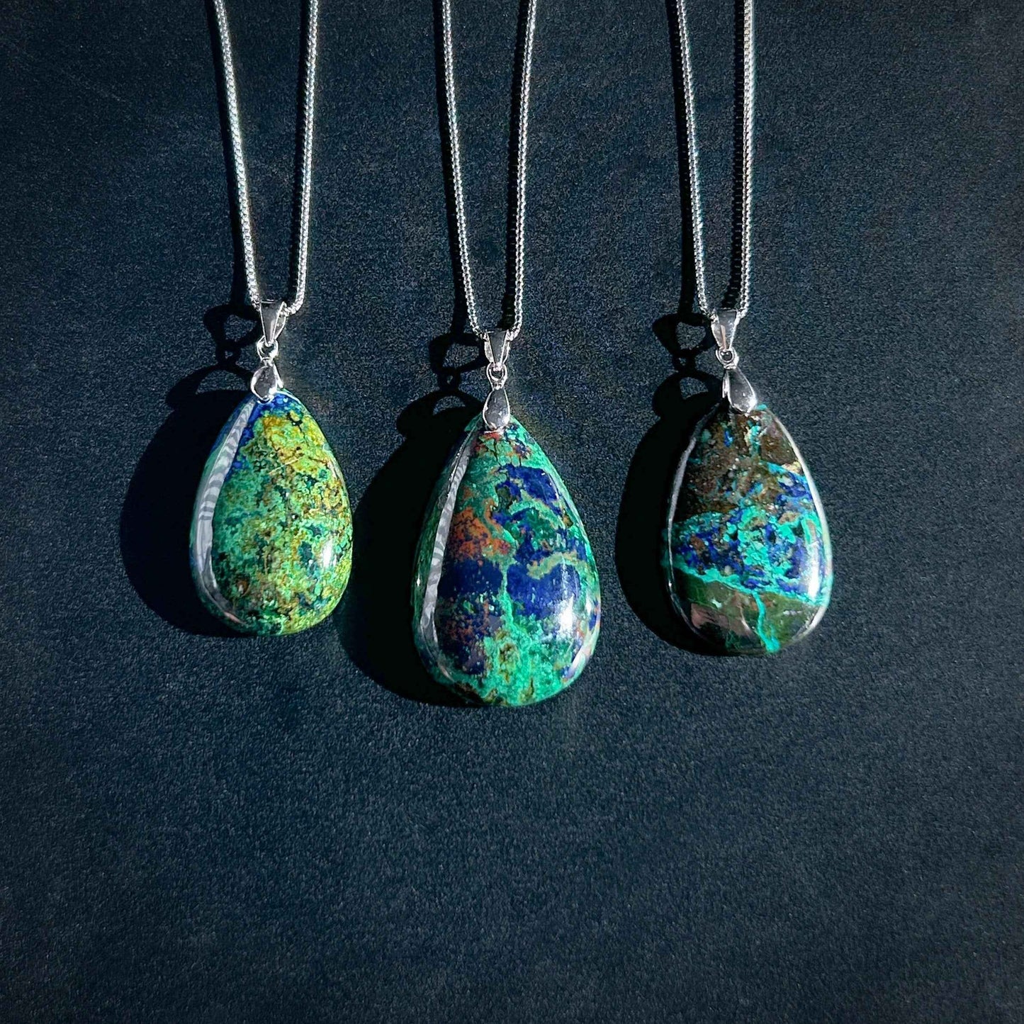 Rare Azurite 925 Sterling Silver Pendant (chain excluded)