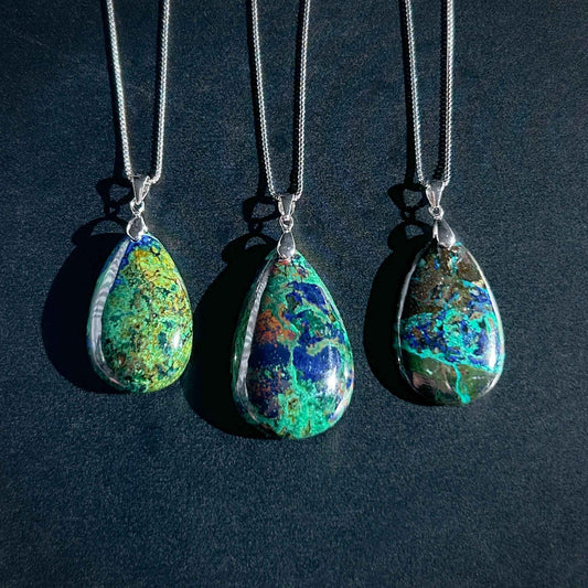 Rare Azurite 925 Sterling Silver Pendant (chain excluded)