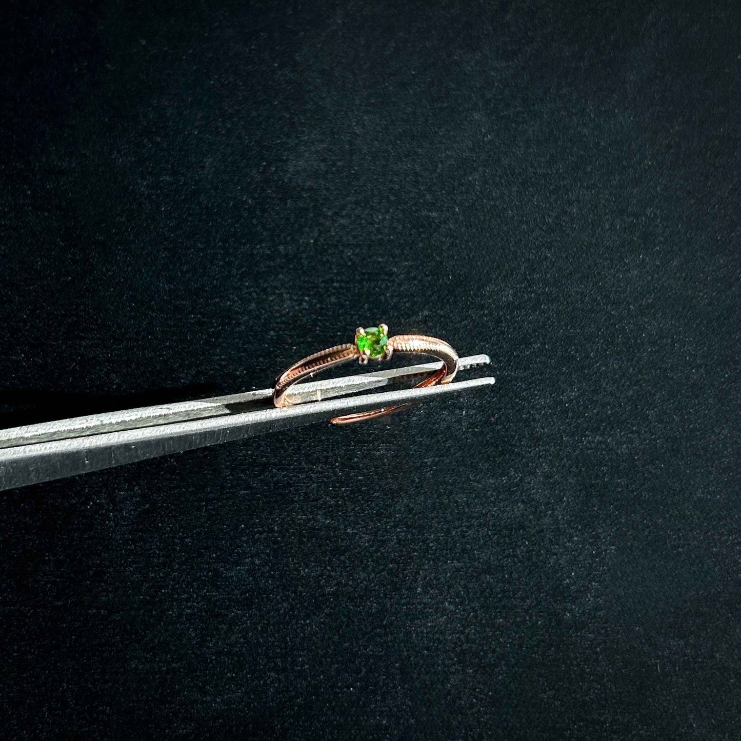 High Quality Diopside Adjustable Rose Gold Ring