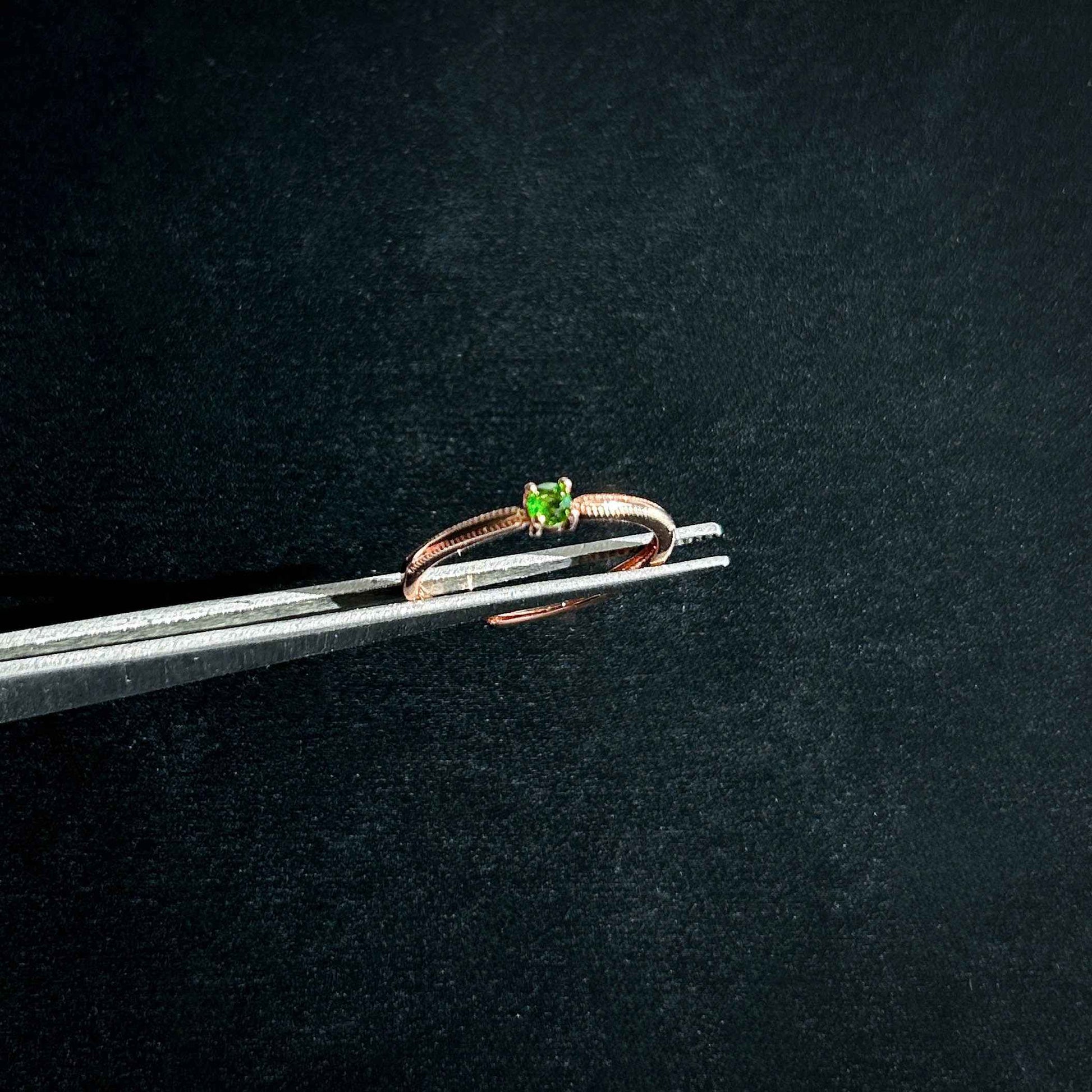 High Quality Diopside Adjustable Rose Gold Ring