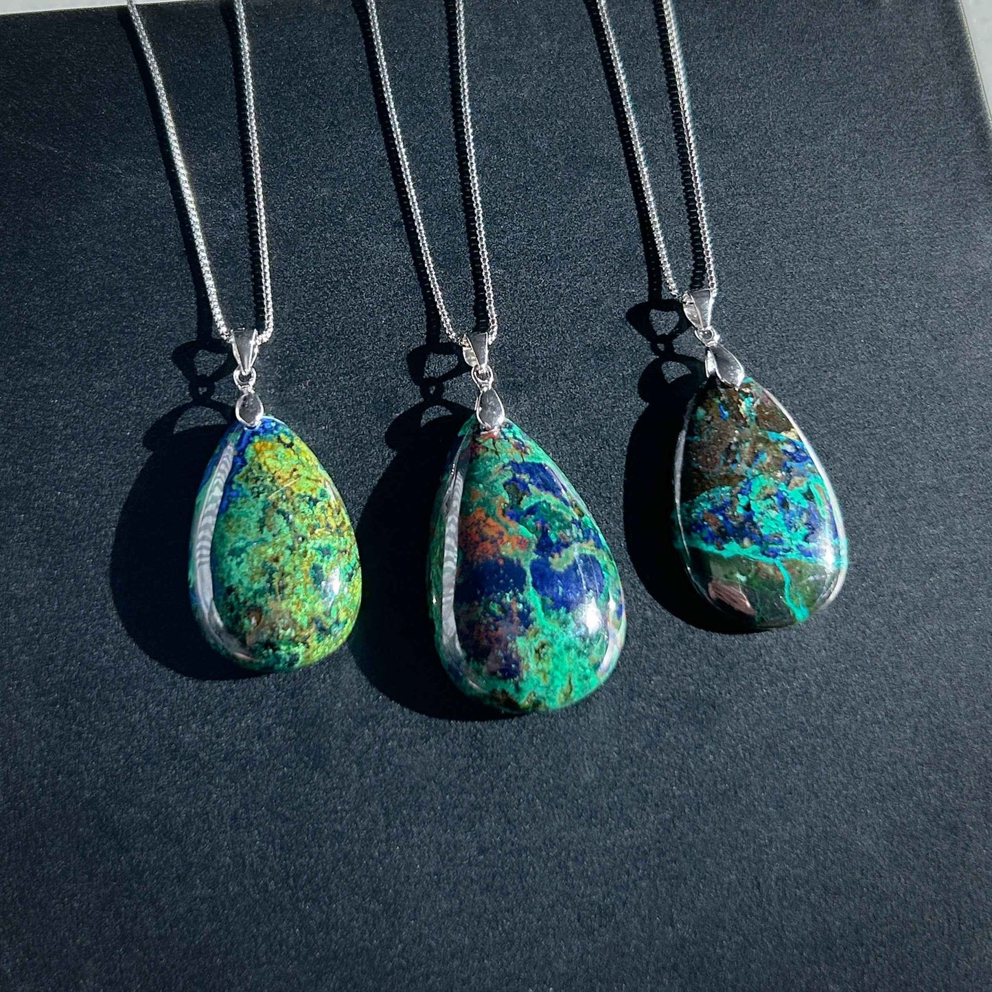 Rare Azurite 925 Sterling Silver Pendant (chain excluded)