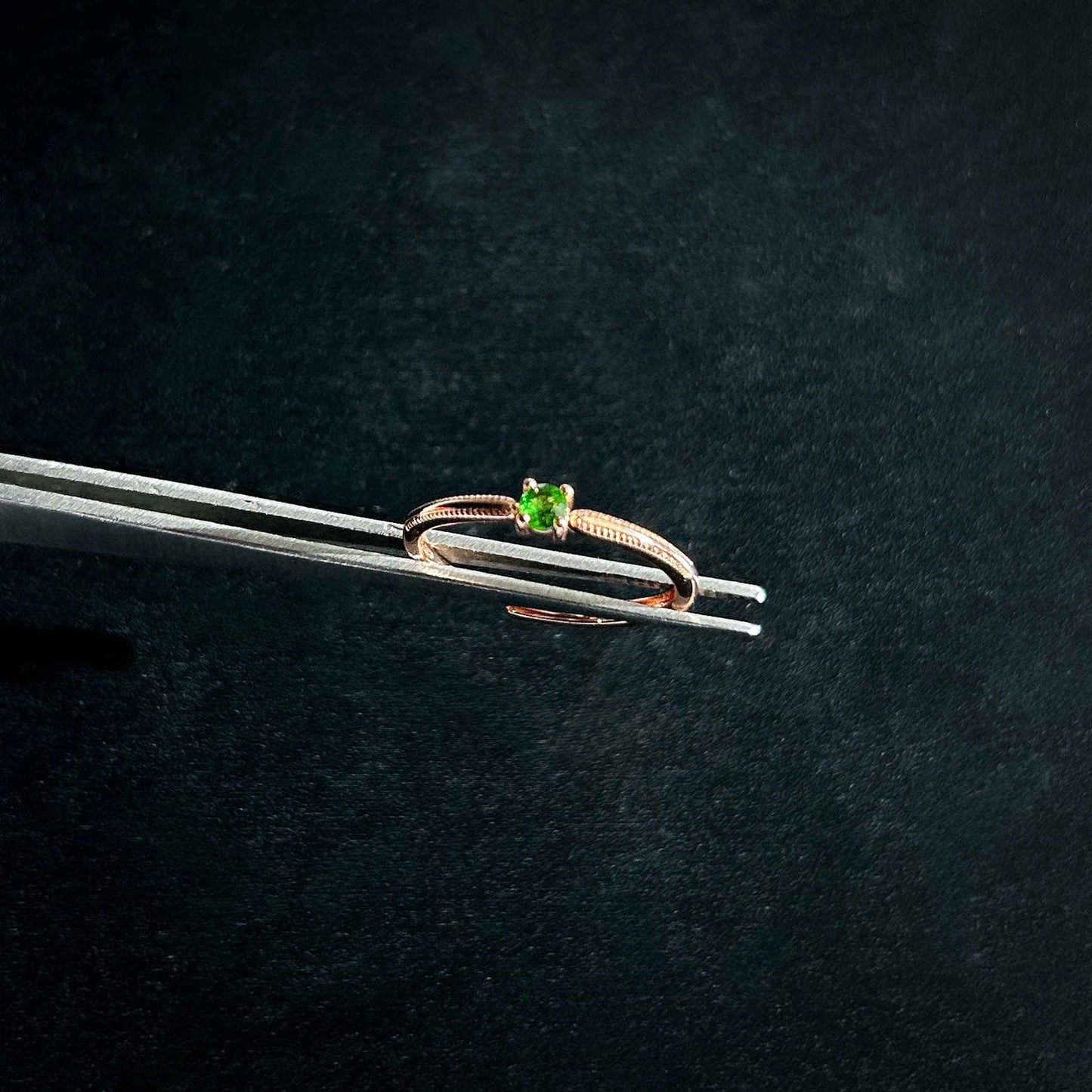 High Quality Diopside Adjustable Rose Gold Ring