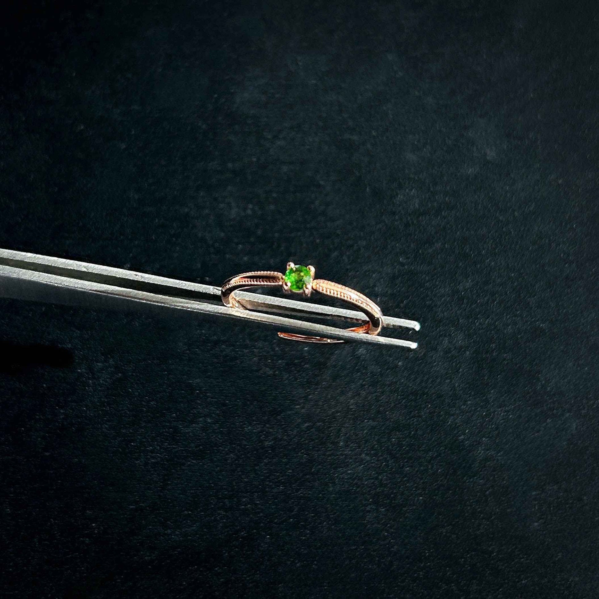 High Quality Diopside Adjustable Rose Gold Ring