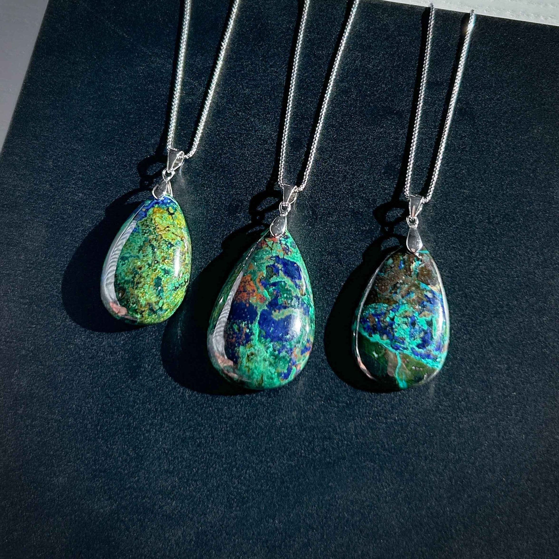 Rare Azurite 925 Sterling Silver Pendant (chain excluded)