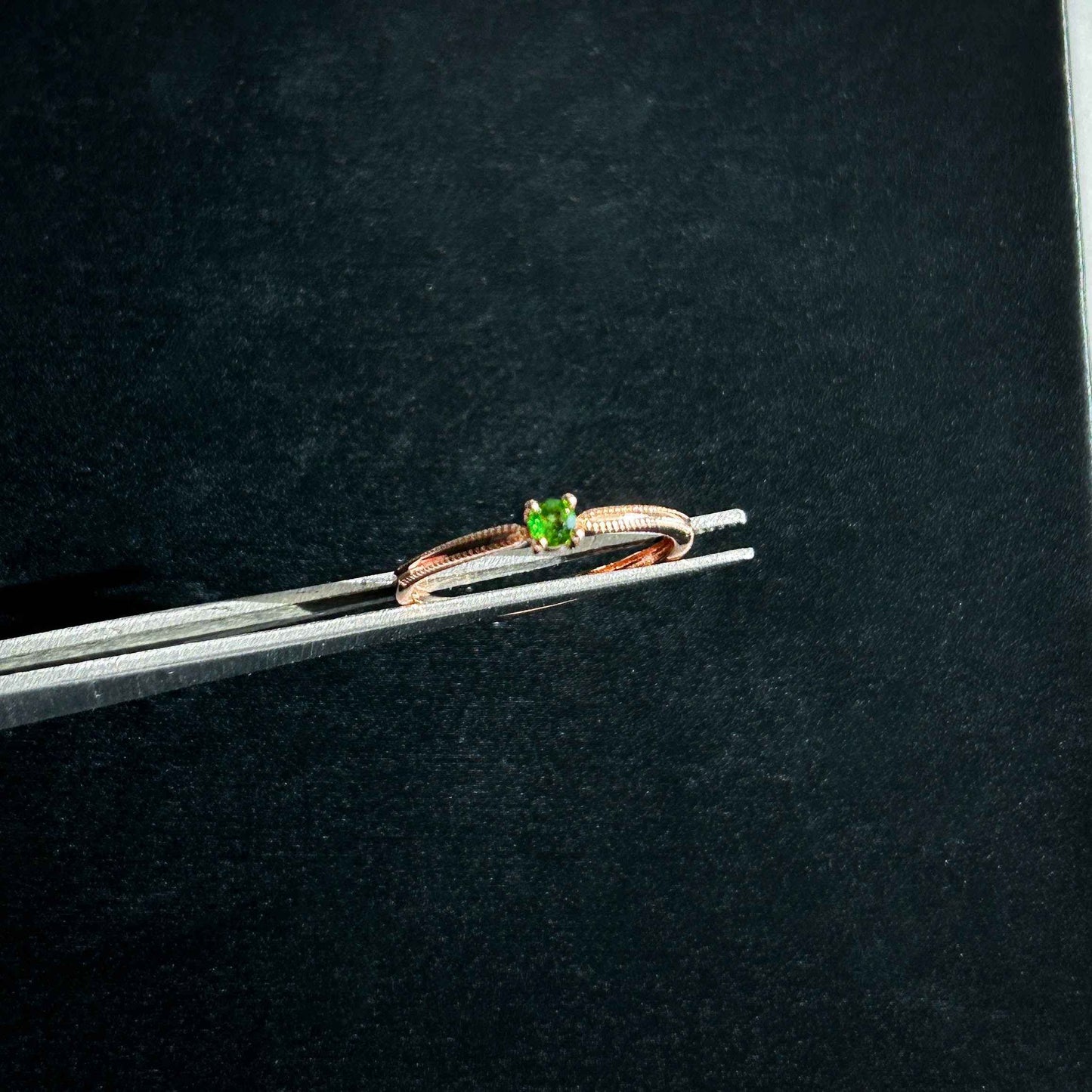 High Quality Diopside Adjustable Rose Gold Ring