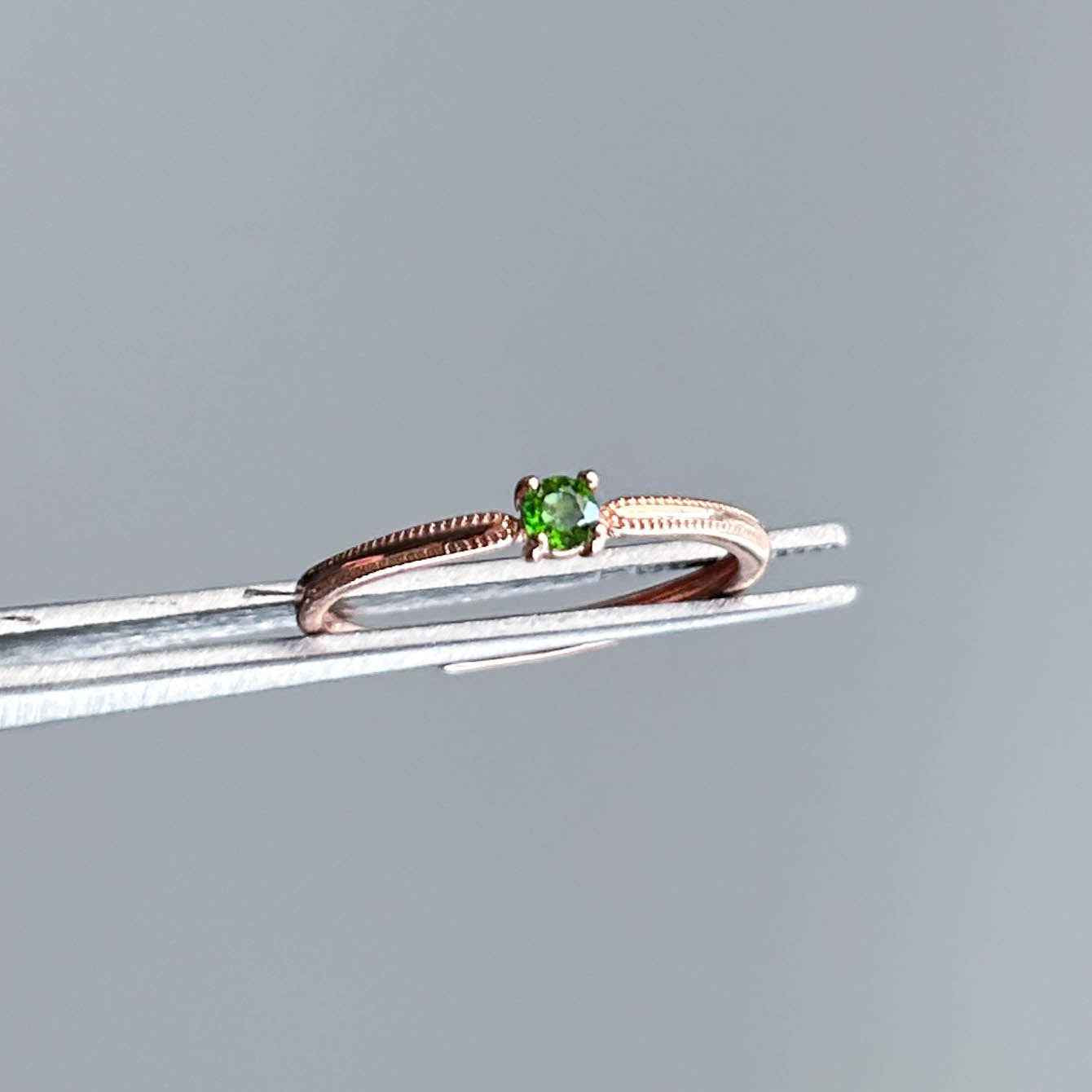 High Quality Diopside Adjustable Rose Gold Ring