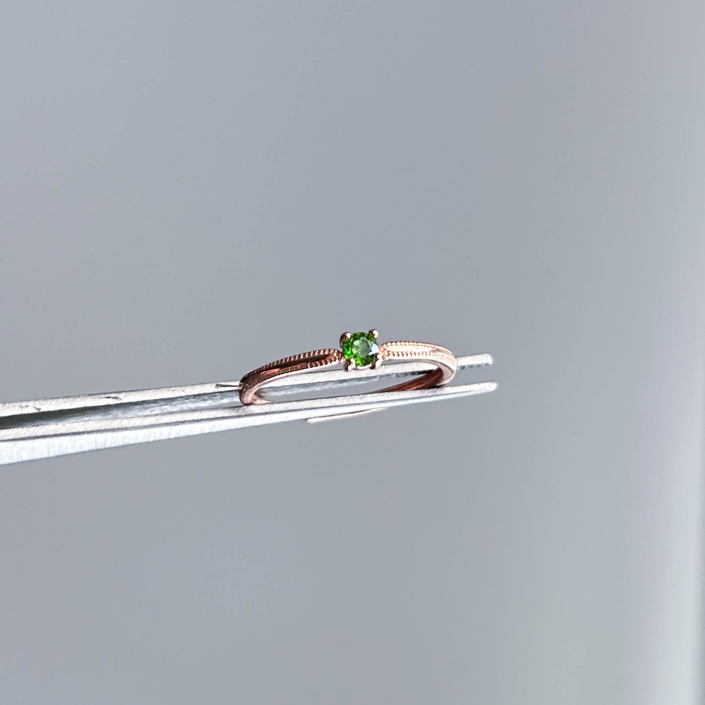 High Quality Diopside Adjustable Rose Gold Ring