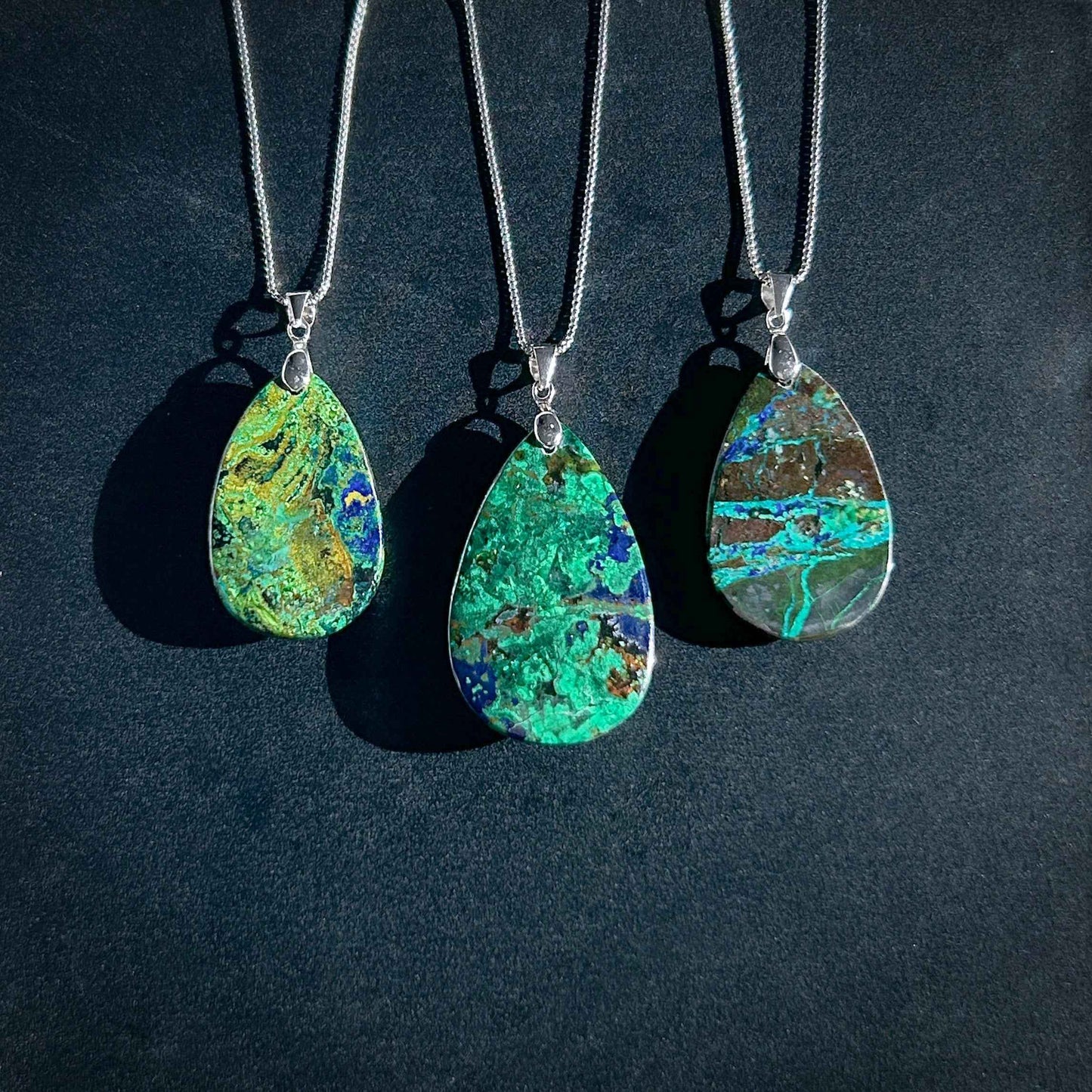 Rare Azurite 925 Sterling Silver Pendant (chain excluded)