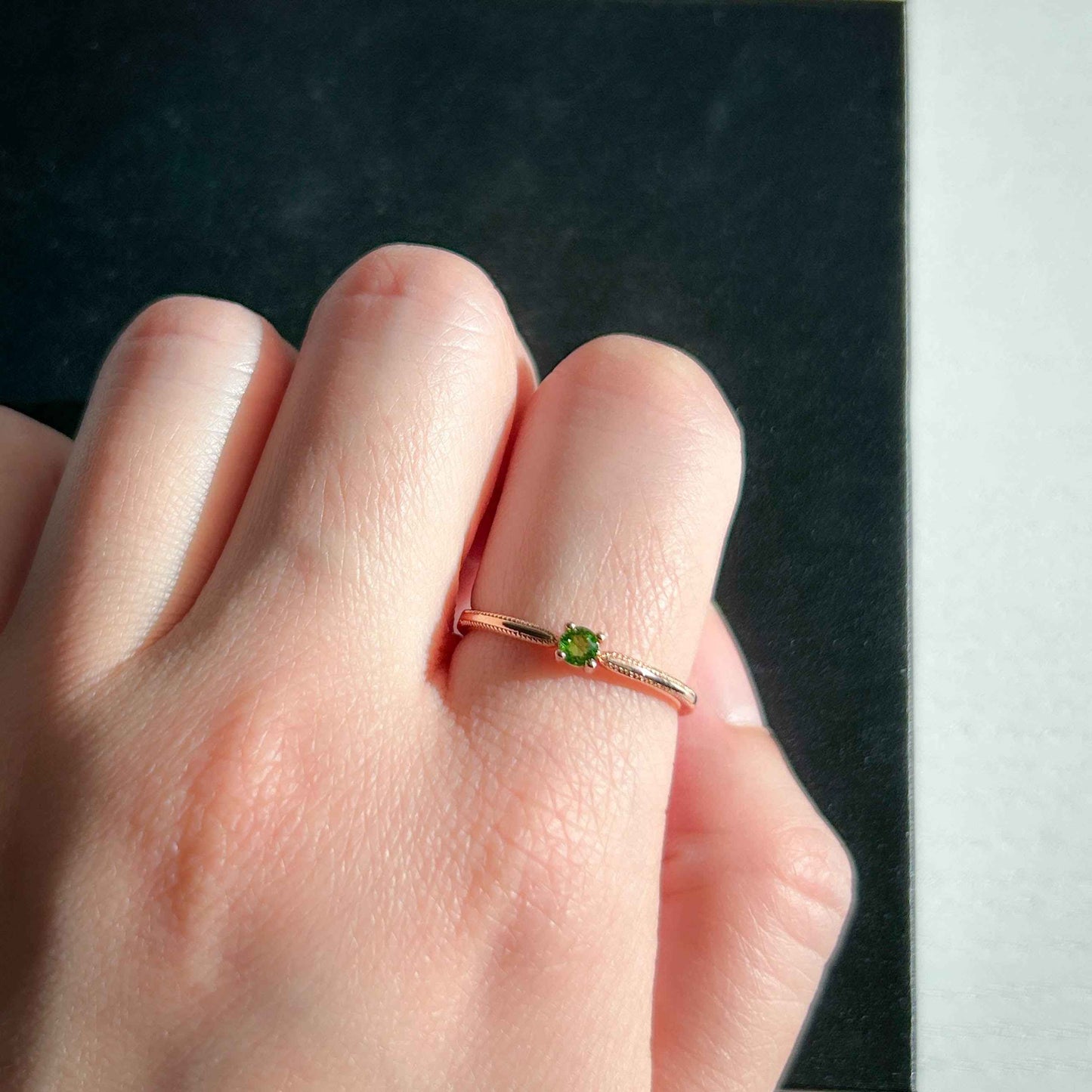 High Quality Diopside Adjustable Rose Gold Ring