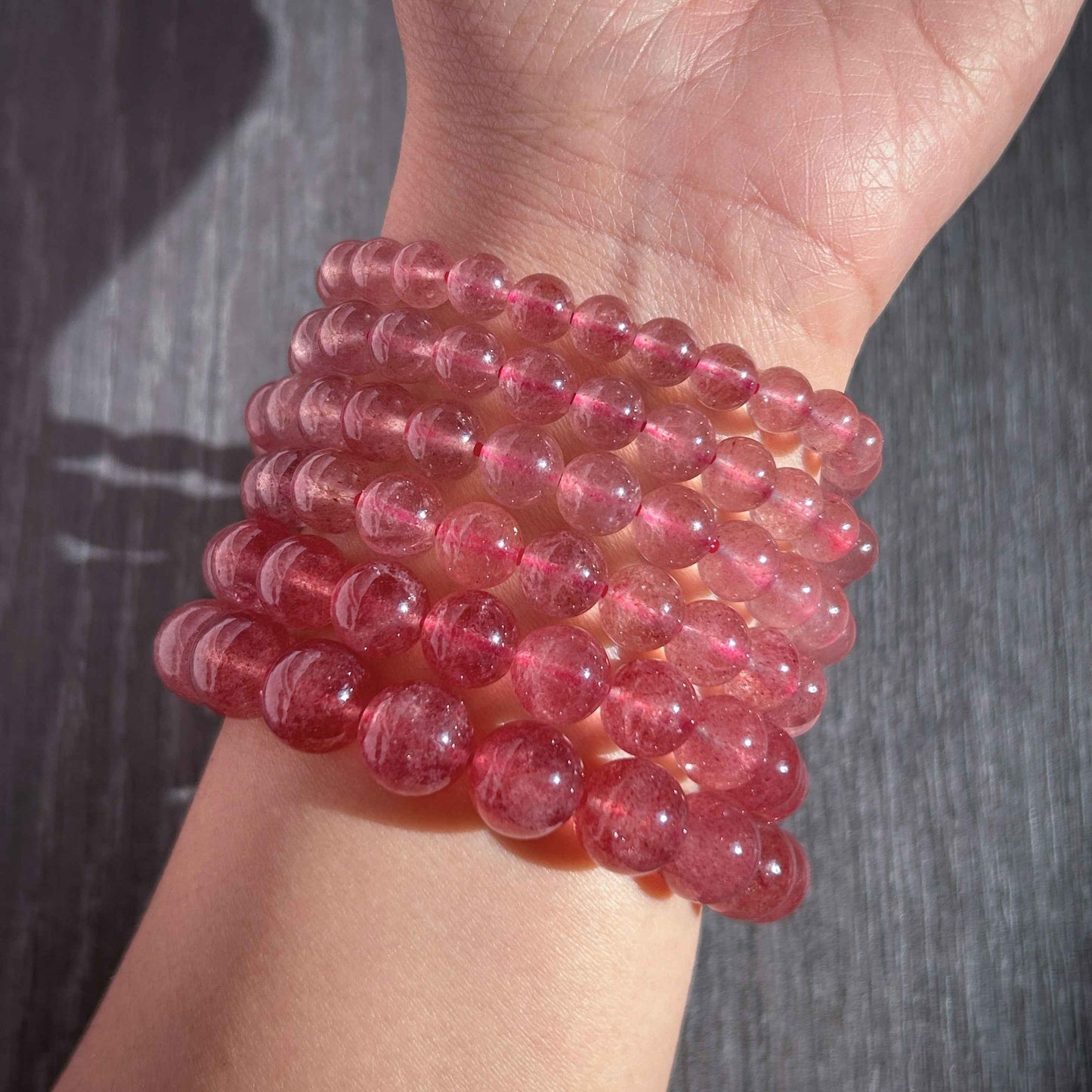Strawberry Quartz Bracelet in 6 to 10MM