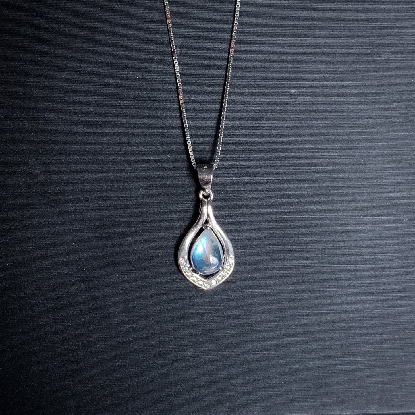 Natural Blue Moonstone Silver Pendant (chain excluded)