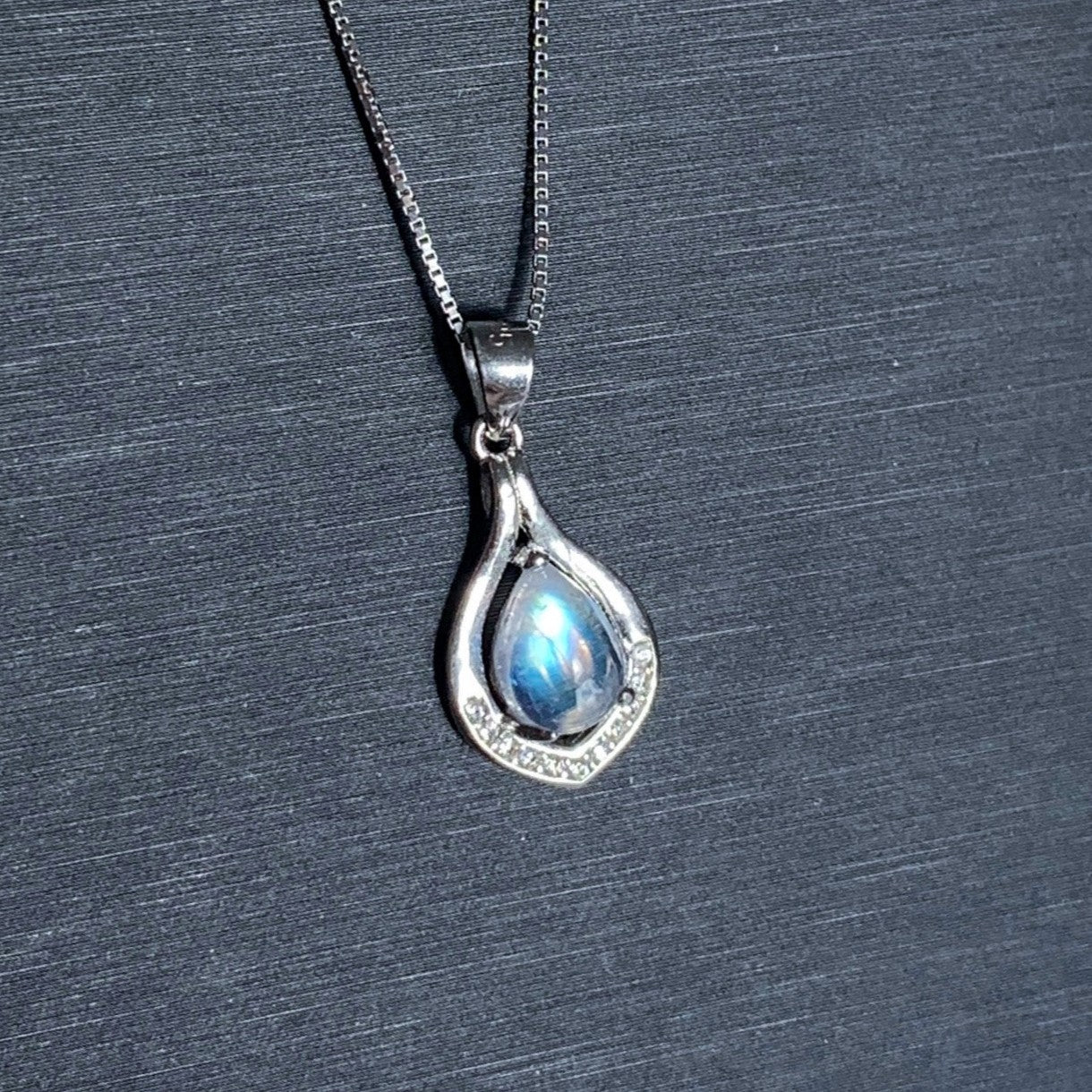 Natural Blue Moonstone Silver Pendant (chain excluded)