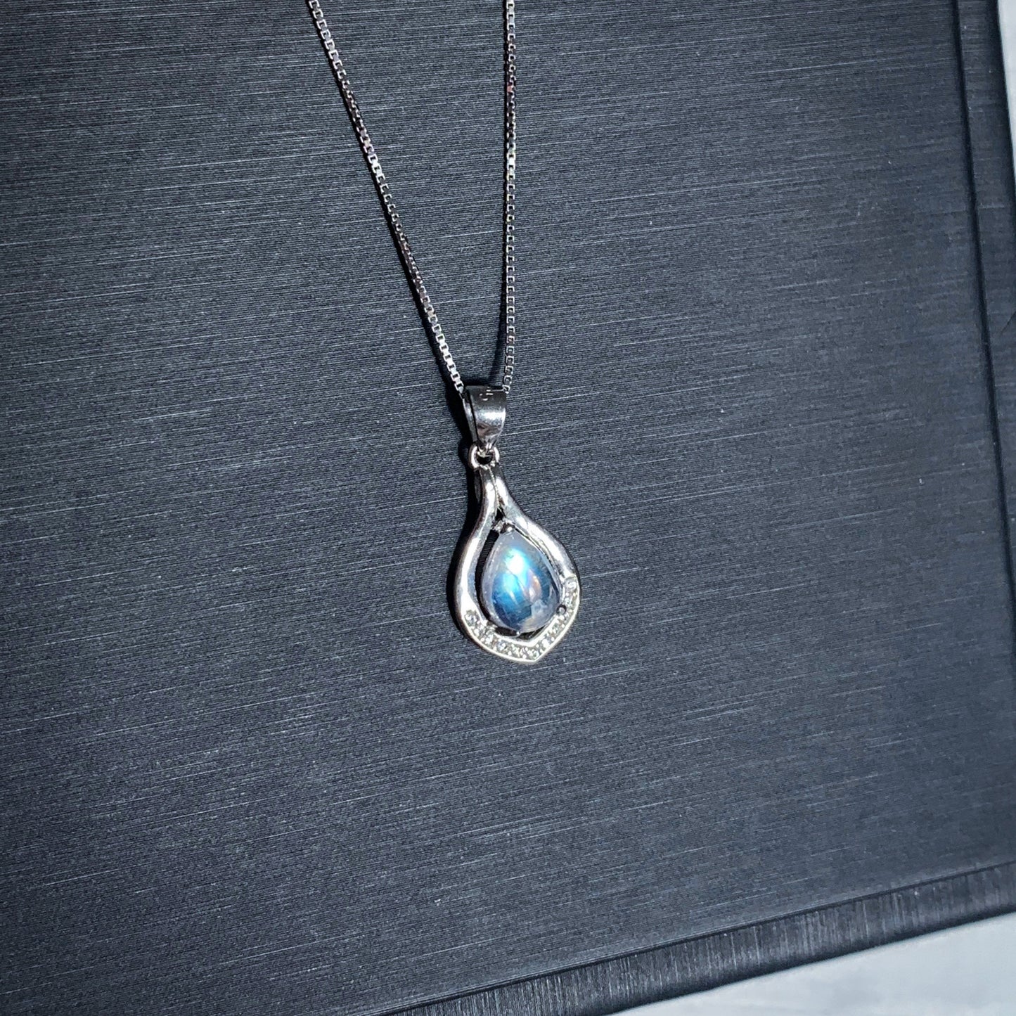 Natural Blue Moonstone Silver Pendant (chain excluded)