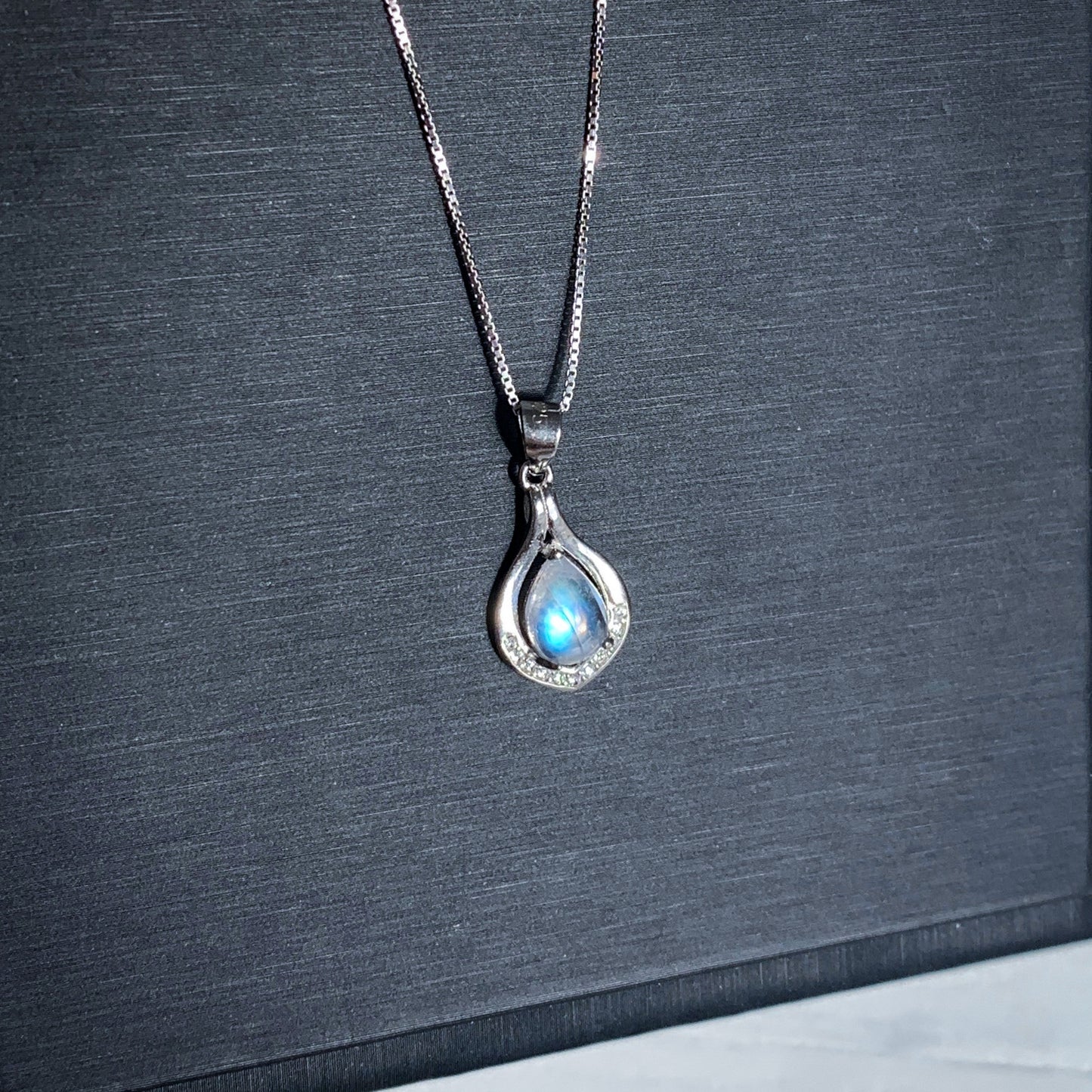 Natural Blue Moonstone Silver Pendant (chain excluded)