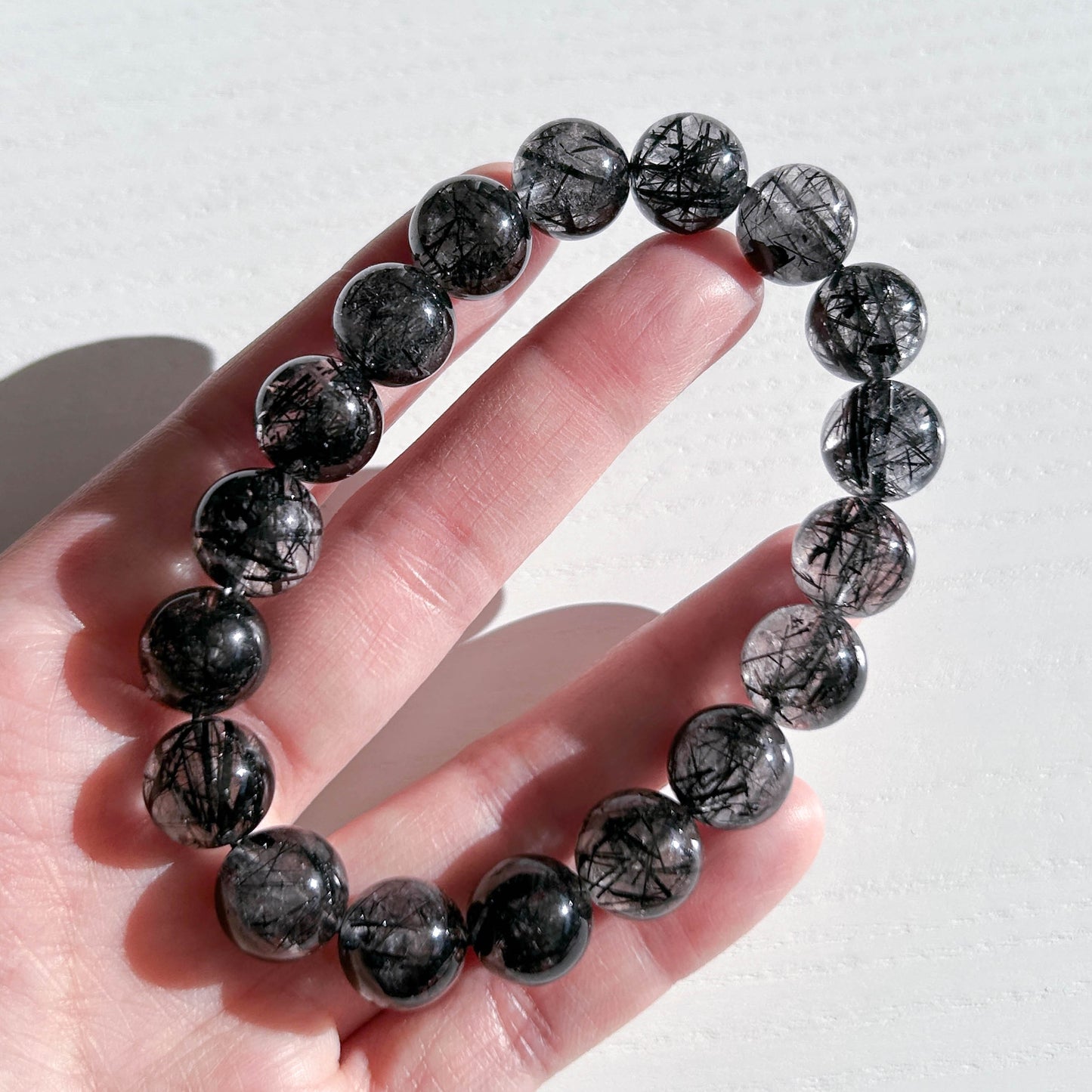 High Quality Black Rutilated Quartz Bracelet in 11MM