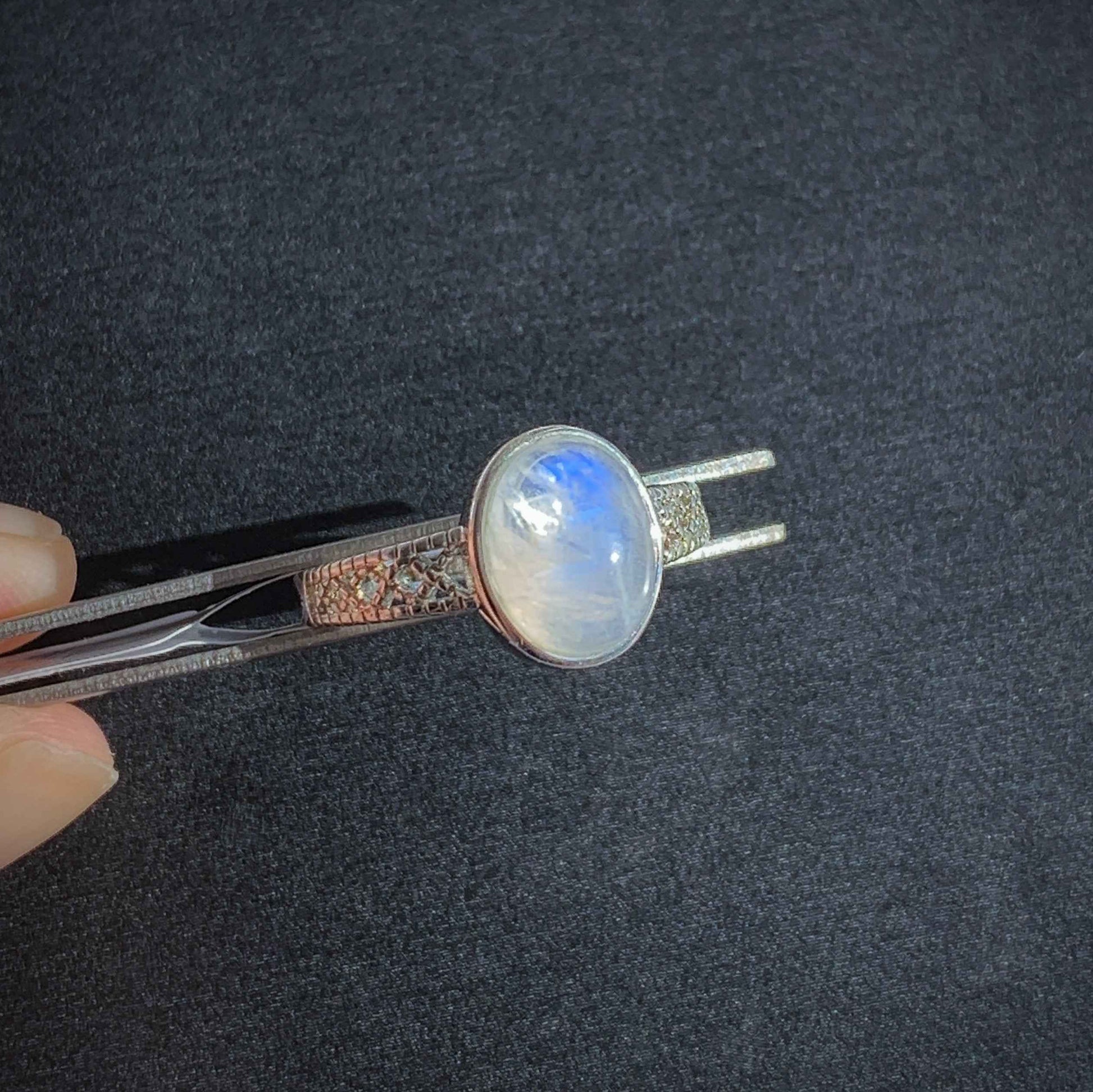 Blue Moonstone Adjustable Silver Ring