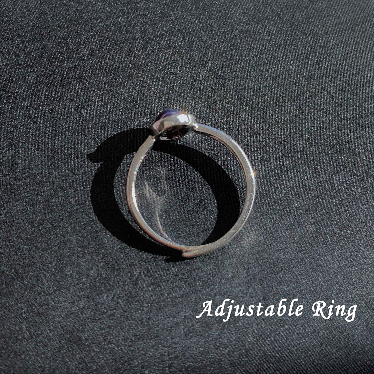 Topaz London Blue Adjustable Silver Ring with Zircon