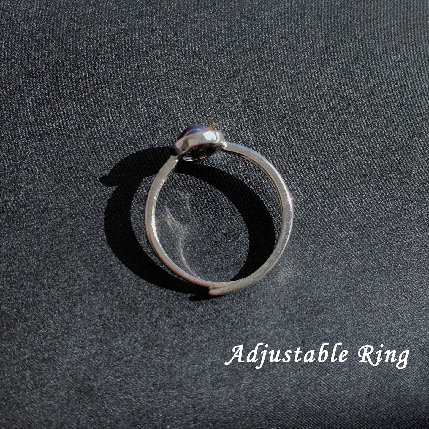 Faceted Amethyst Adjustable Silver Ring