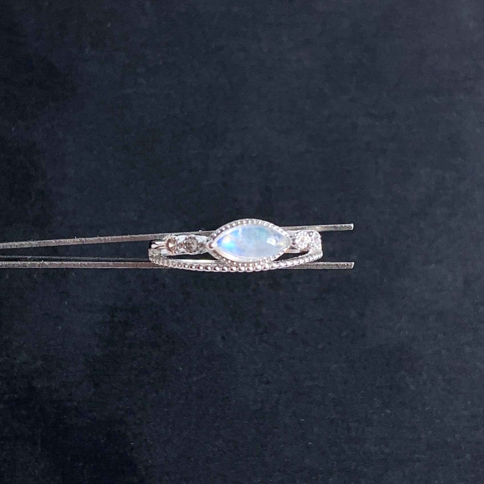 Blue Moonstone Adjustable 925 Sterling Silver Ring