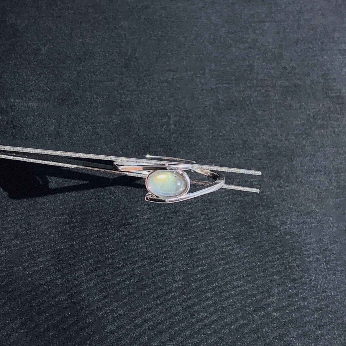 Blue & Yellow Labradorite Adjustable Silver Ring