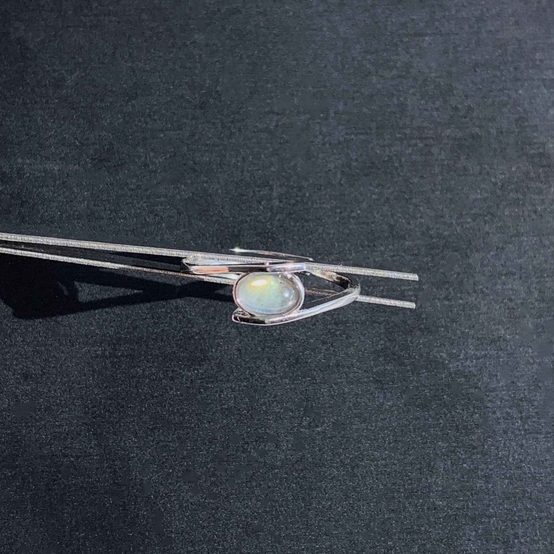 Blue & Yellow Labradorite Adjustable Silver Ring