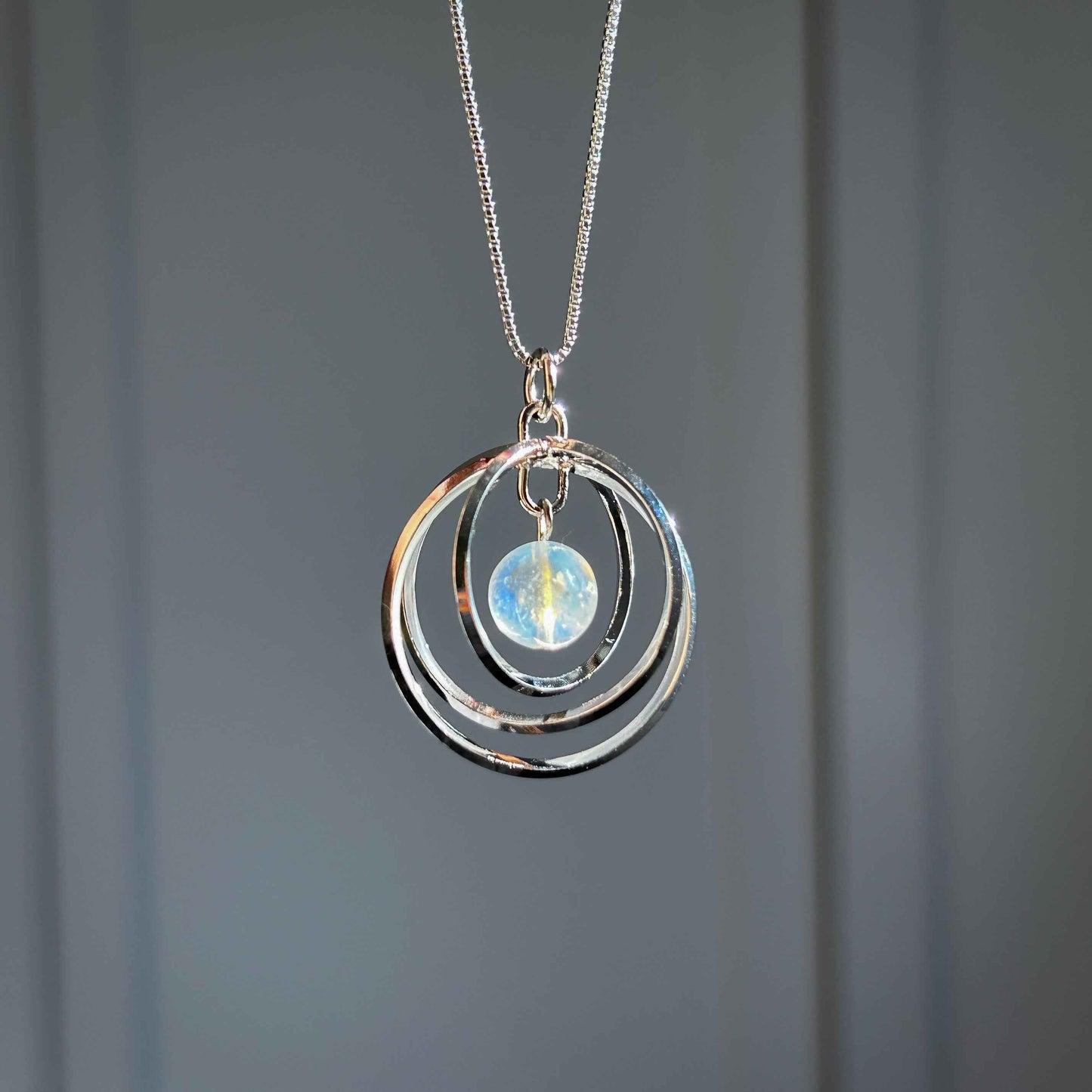 Blue Moonstone & Larimar Silver / 14k Gold Necklace (chain included)