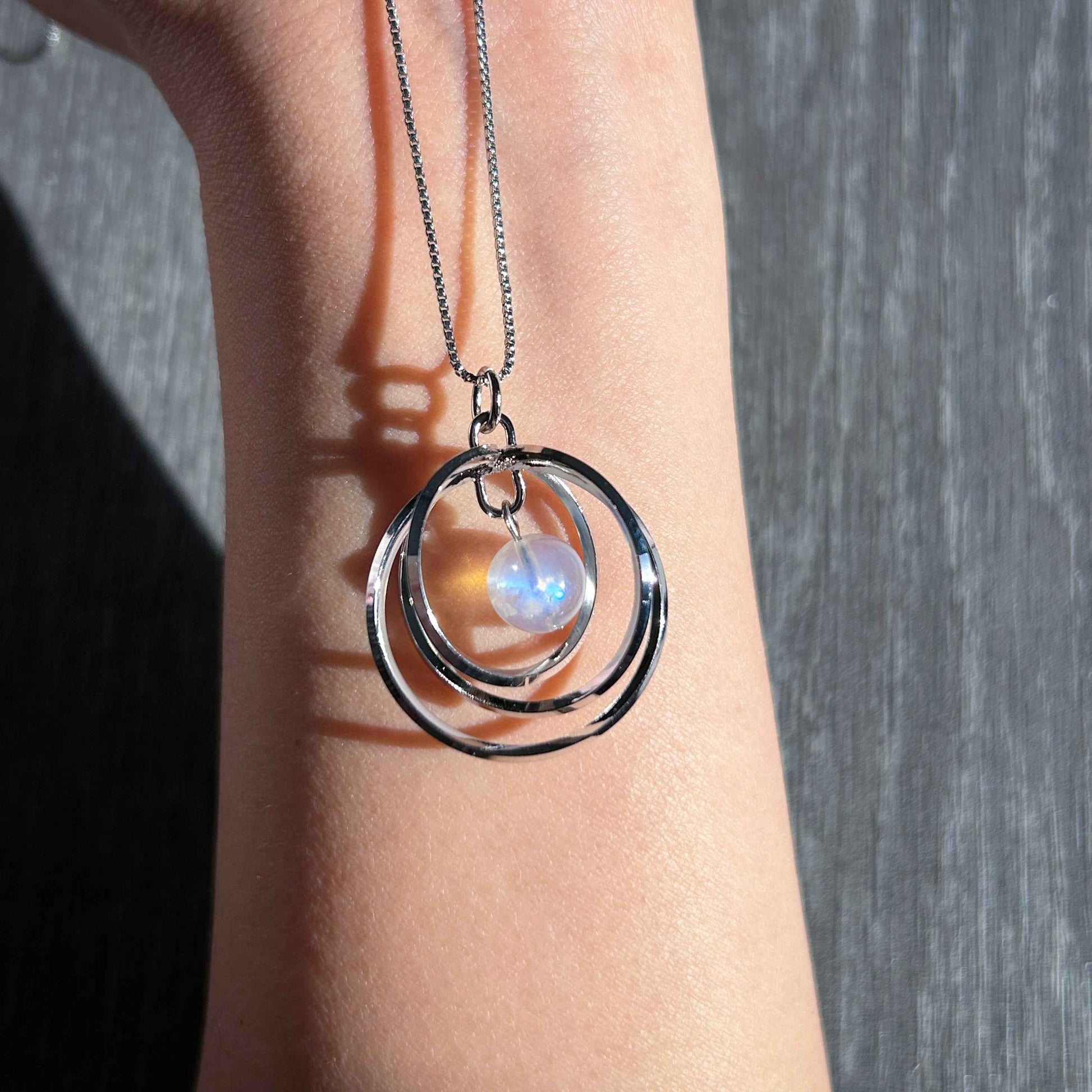 Blue Moonstone & Larimar Silver / 14k Gold Necklace (chain included)