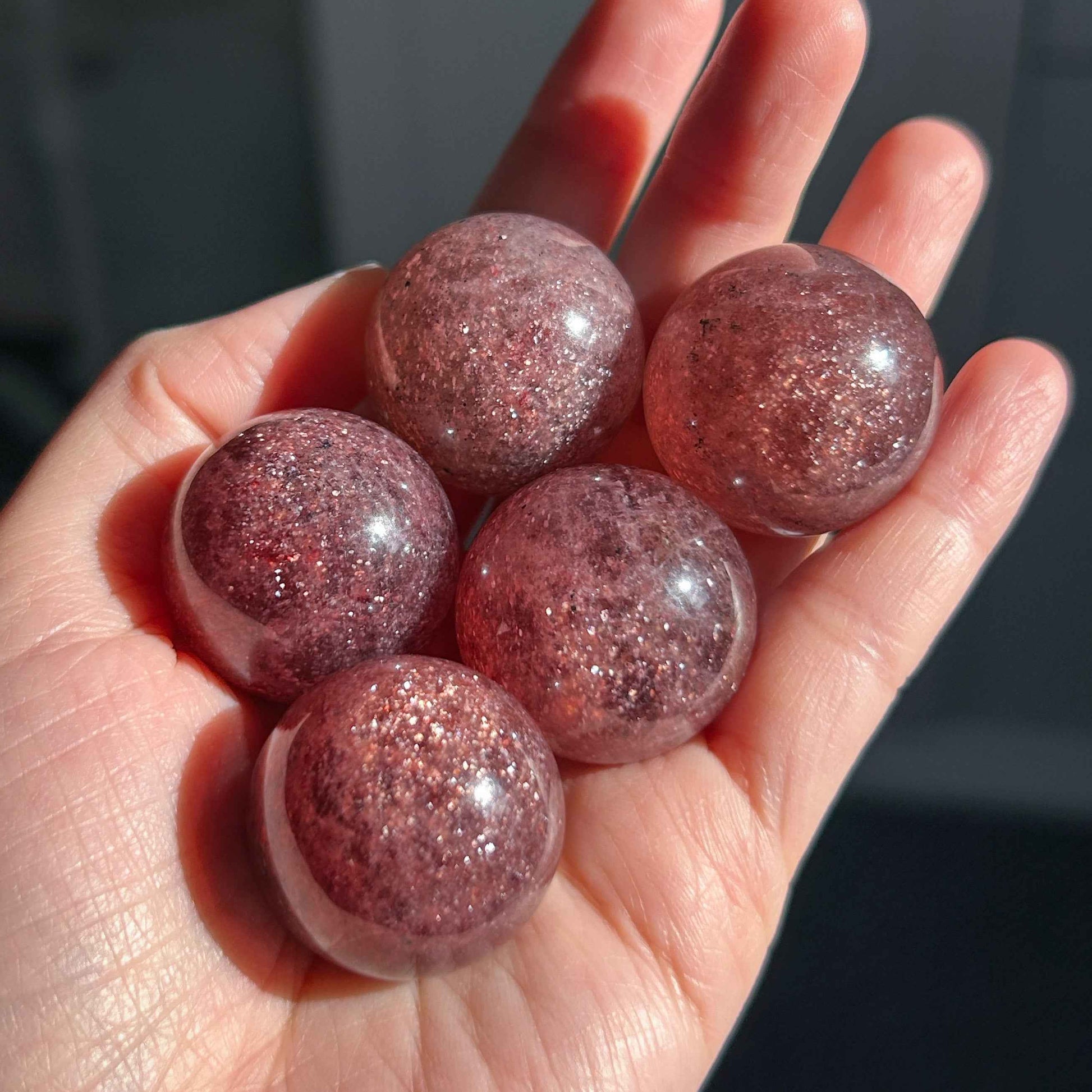 Rare High Quality Starry Strawberry Quartz 27mm Crystal Sphere