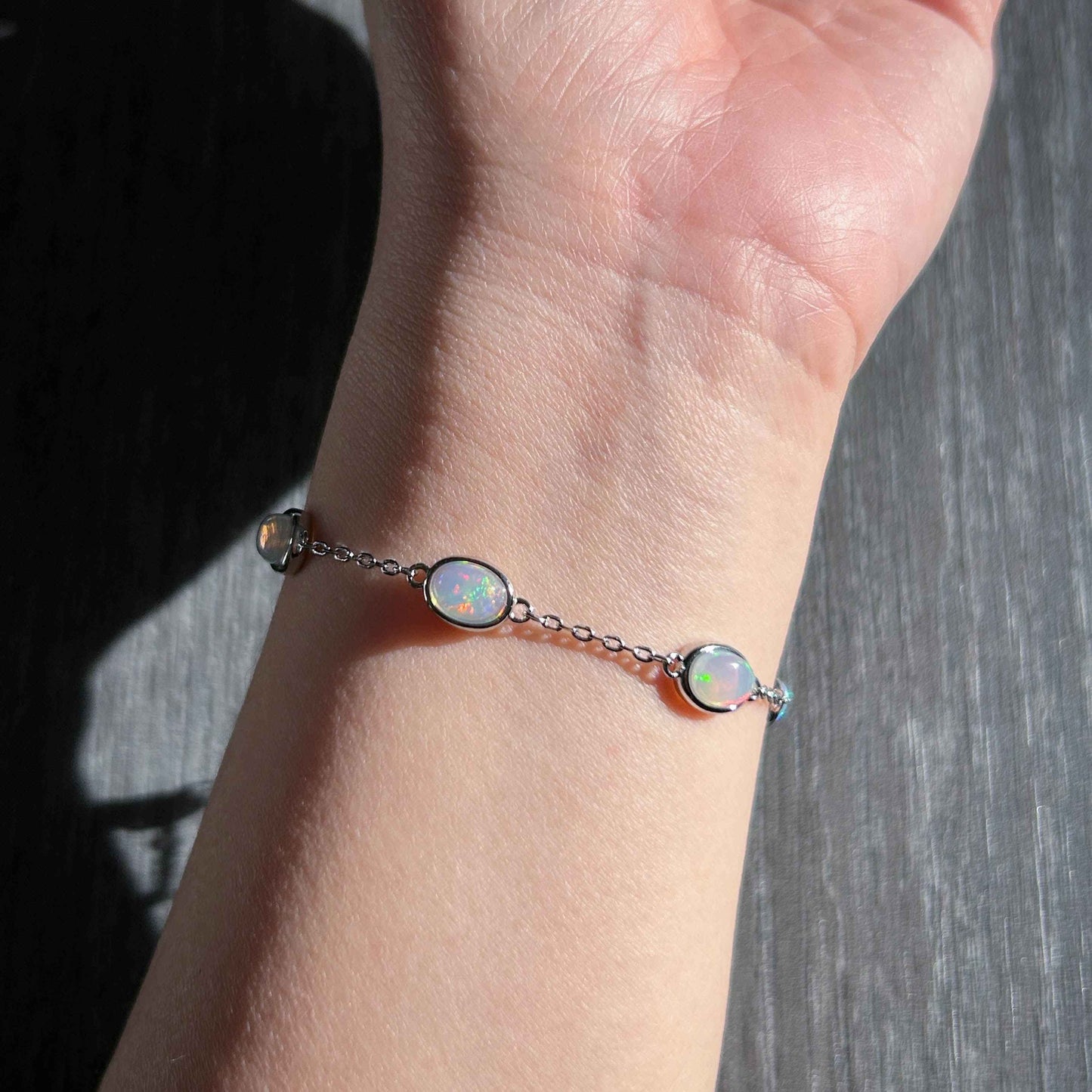 Rainbow Opal Mini Bracelet in Silver