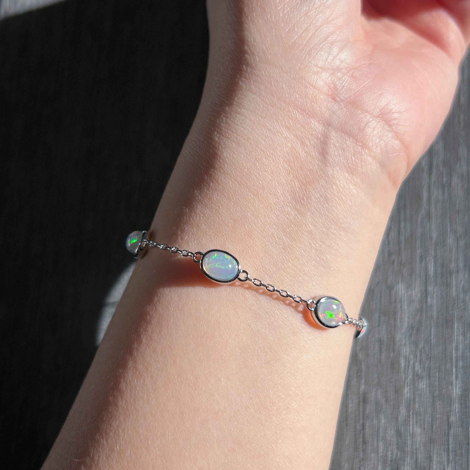 Rainbow Opal Mini Bracelet in Silver