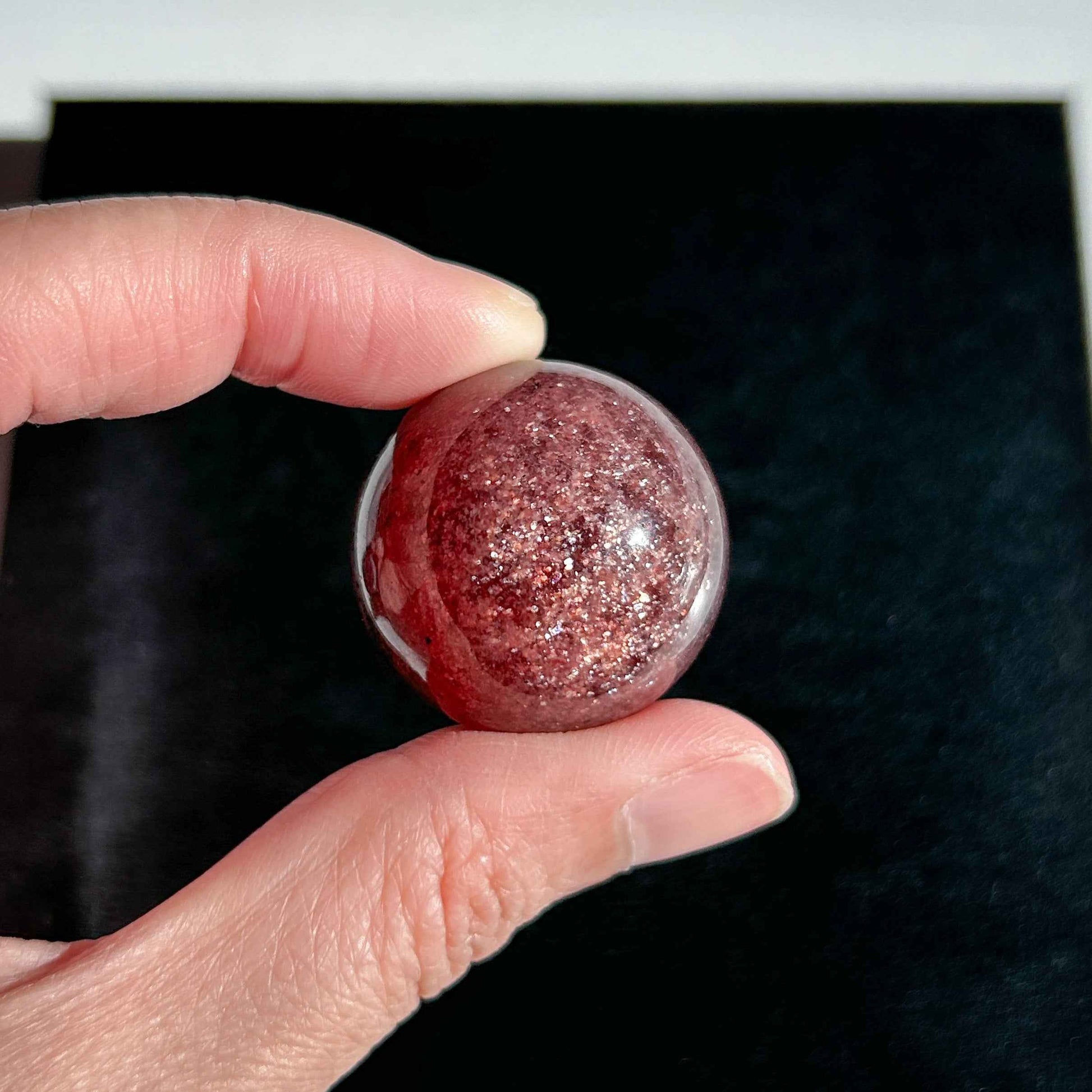 Rare High Quality Starry Strawberry Quartz 27mm Crystal Sphere
