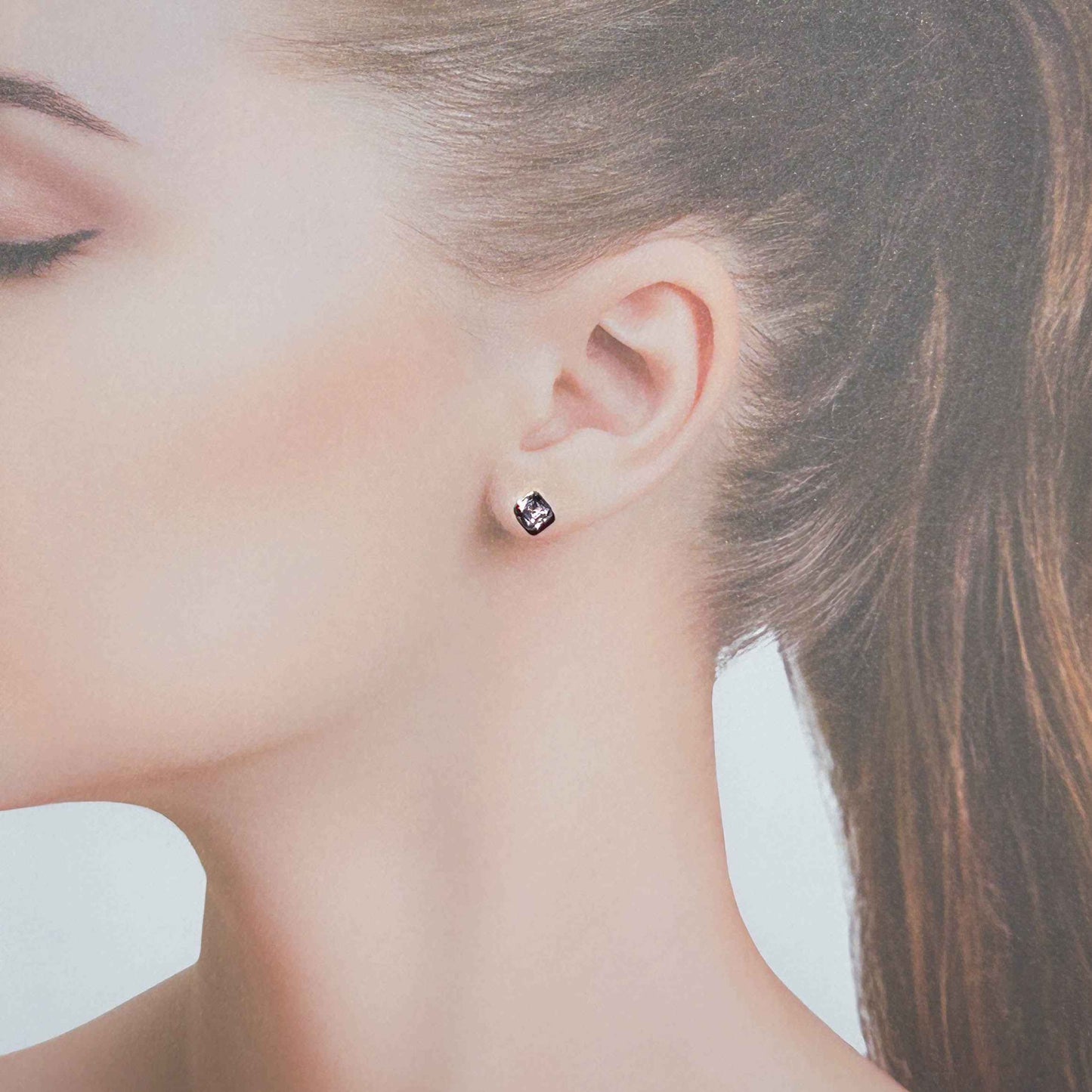 Lavender Amethyst Silver Stud Earrings
