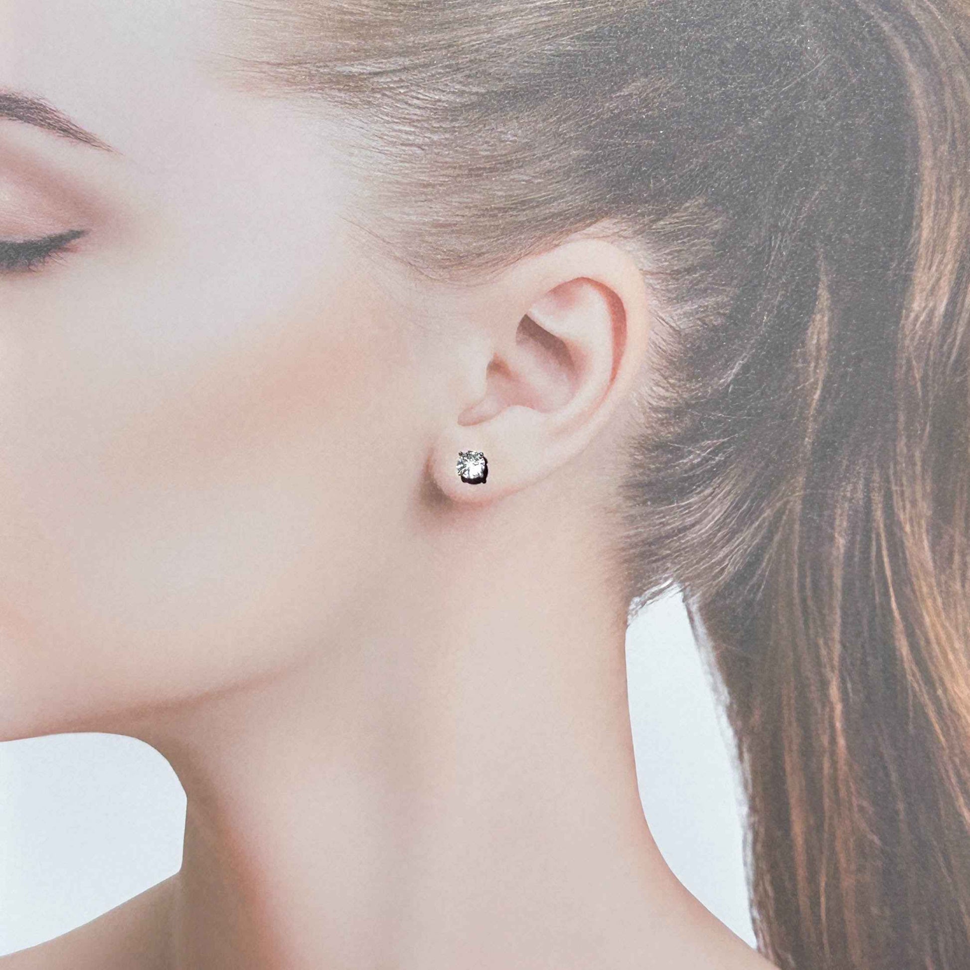 Faceted Clear Quartz Silver Stud Earrings