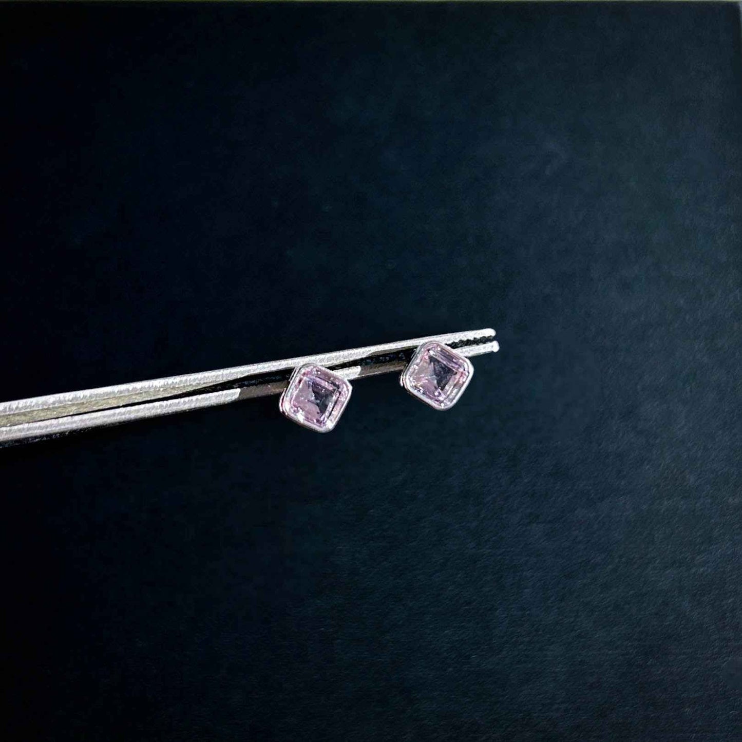 Lavender Amethyst Silver Stud Earrings