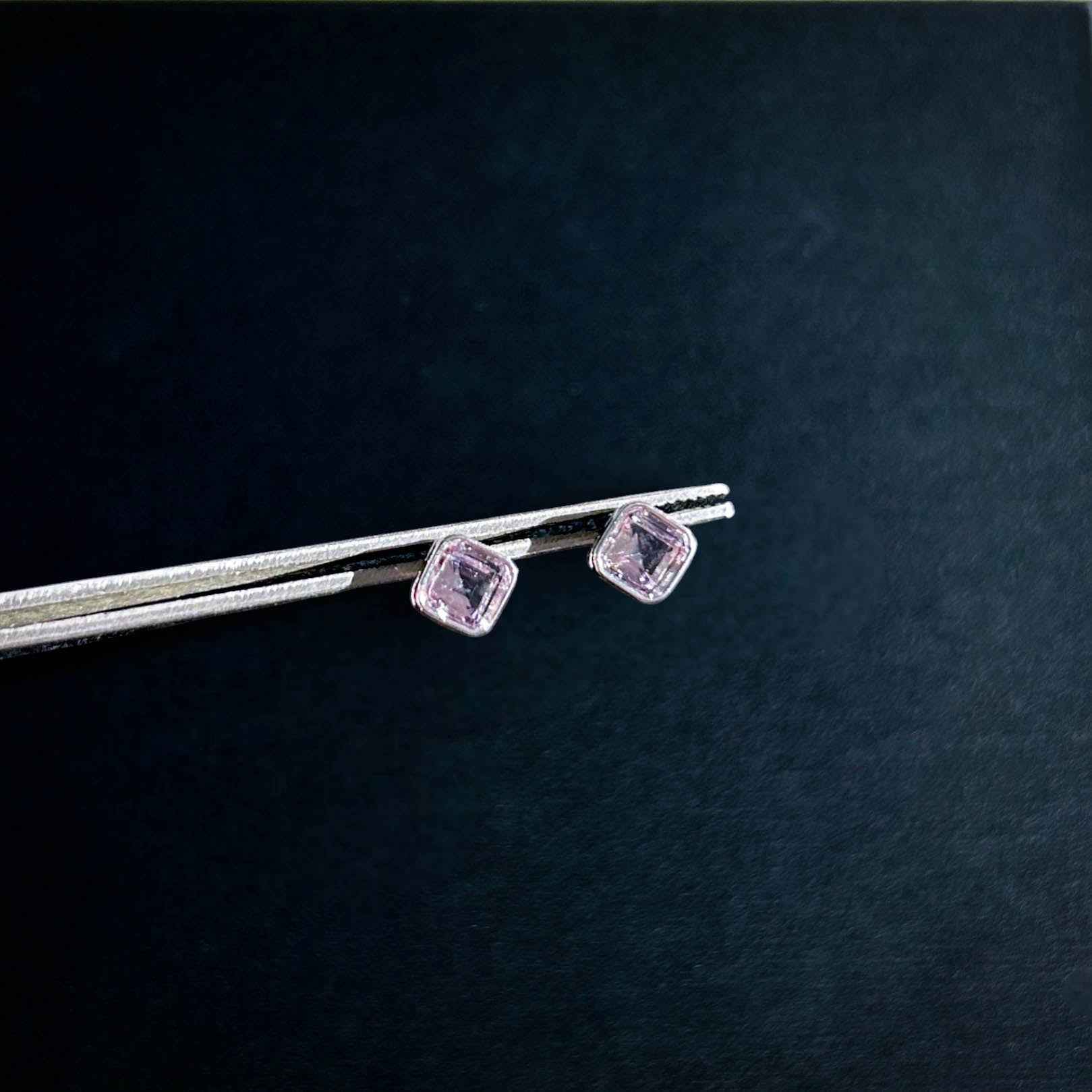 Lavender Amethyst Silver Stud Earrings