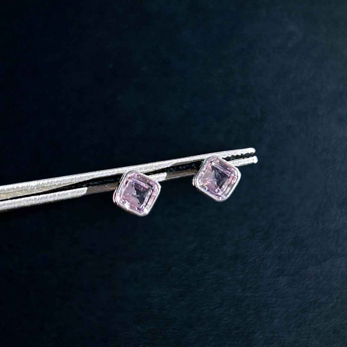 Lavender Amethyst Silver Stud Earrings