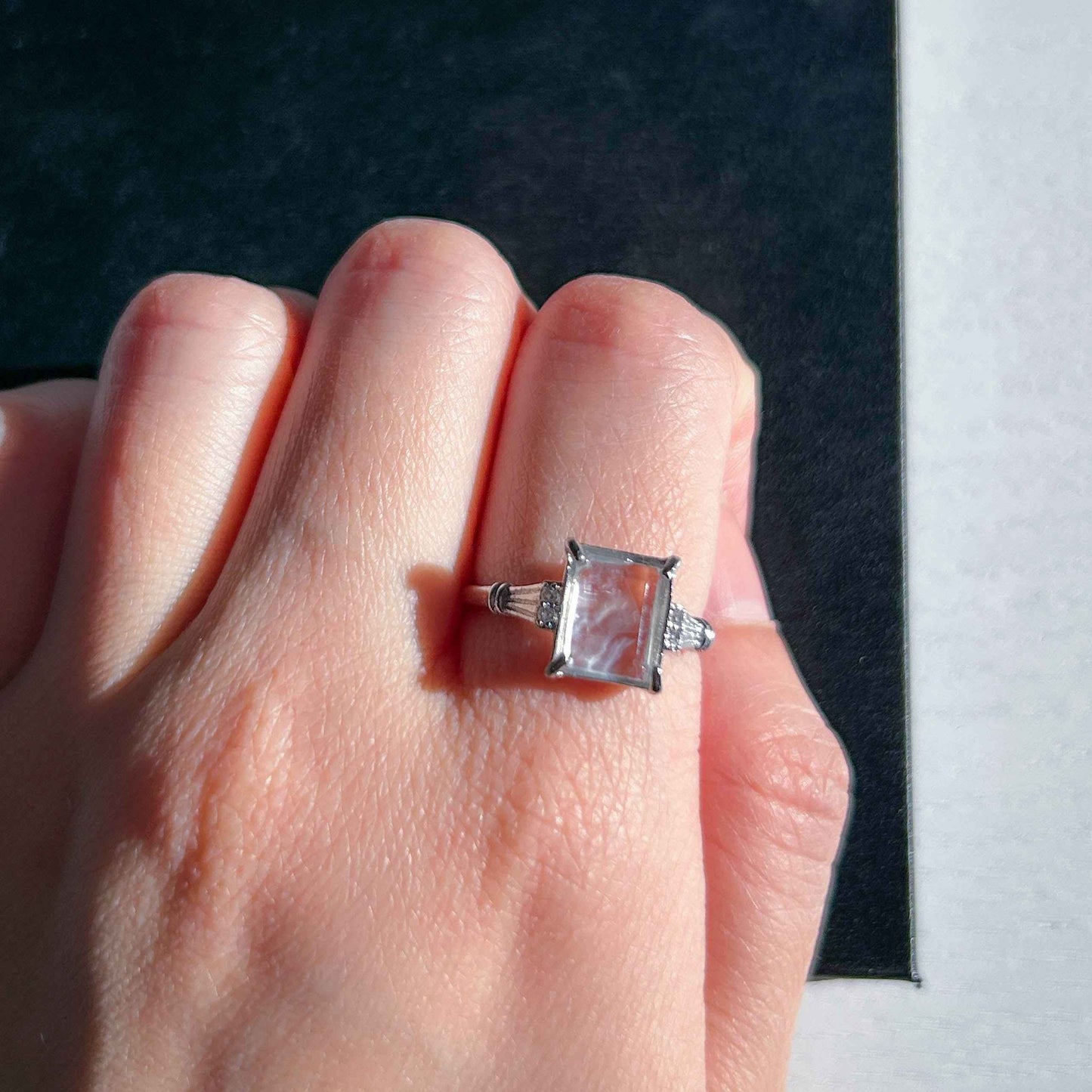 Rare High Quality Golden Rutilated Quartz Adjustable Silver Ring