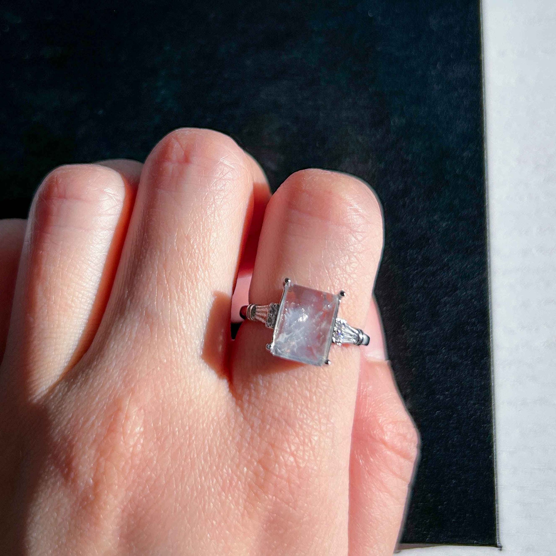 Rare High Quality Golden Rutilated Quartz Adjustable Silver Ring