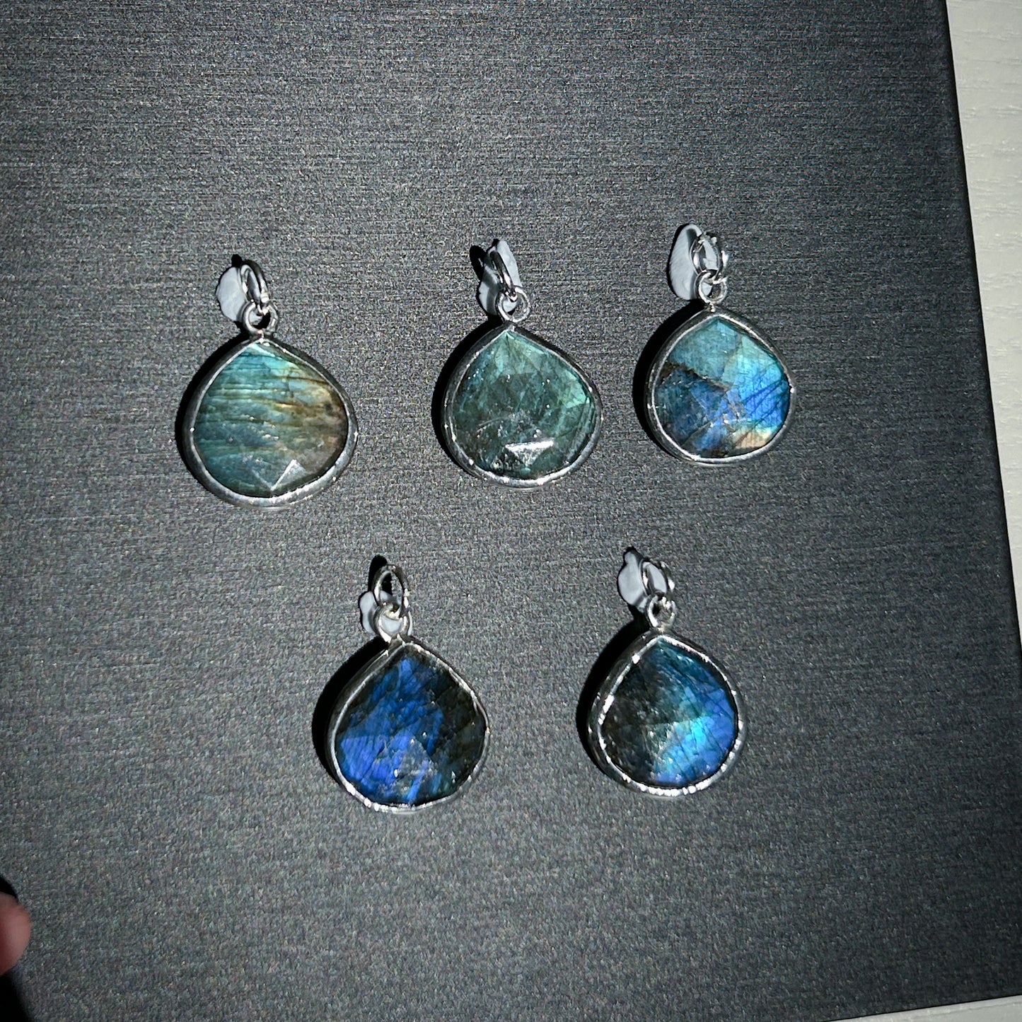 Rainbow & Black Labradorite Silver Pendant (chain excluded) - Crystal Moment