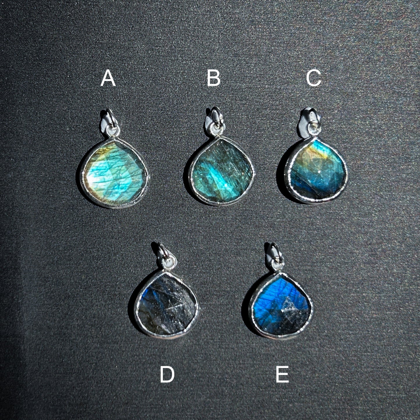 Rainbow & Black Labradorite Silver Pendant (chain excluded) - Crystal Moment