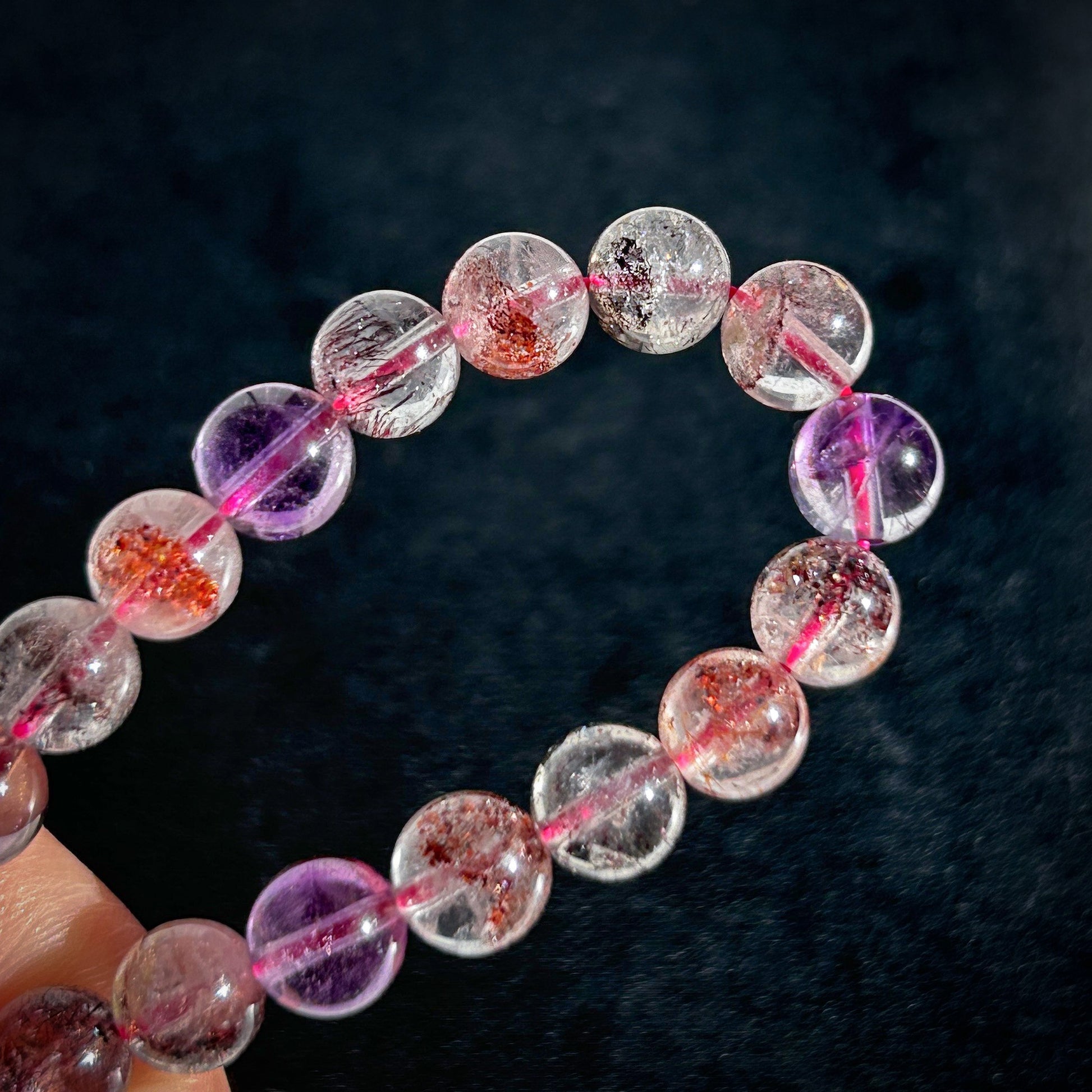 Rare Top Quality Natural Super Seven Beaded Bracelet in 7.7MM - Crystal Moment