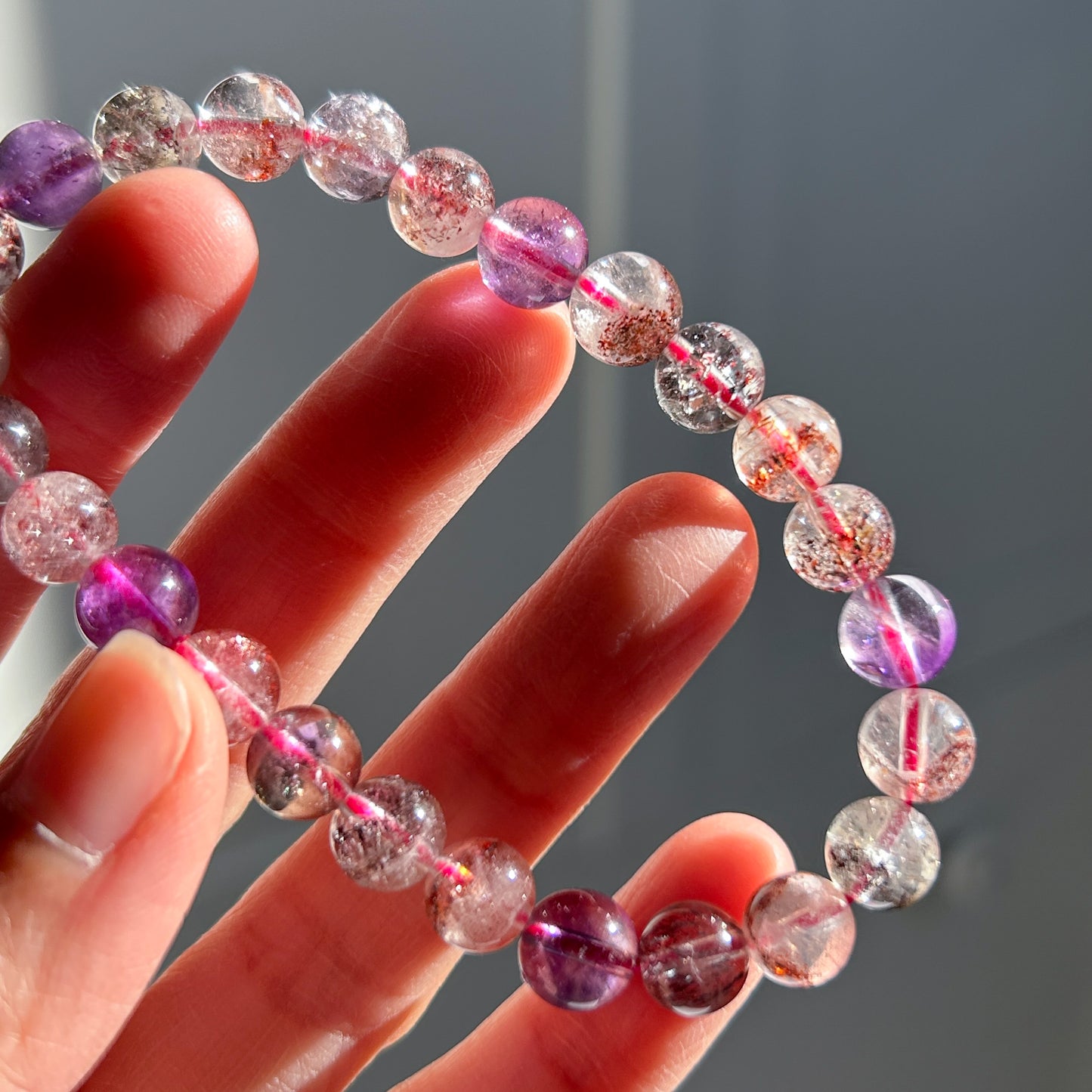 Rare Top Quality Natural Super Seven Beaded Bracelet in 7.7MM - Crystal Moment