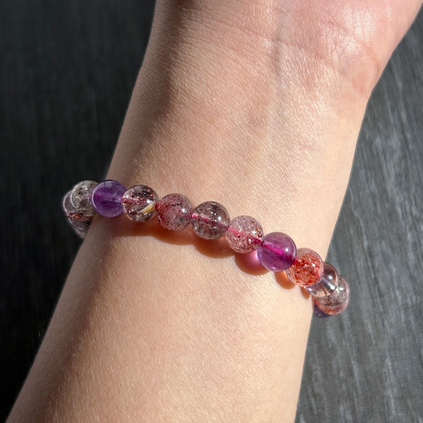 Rare Top Quality Natural Super Seven Beaded Bracelet in 7.7MM - Crystal Moment